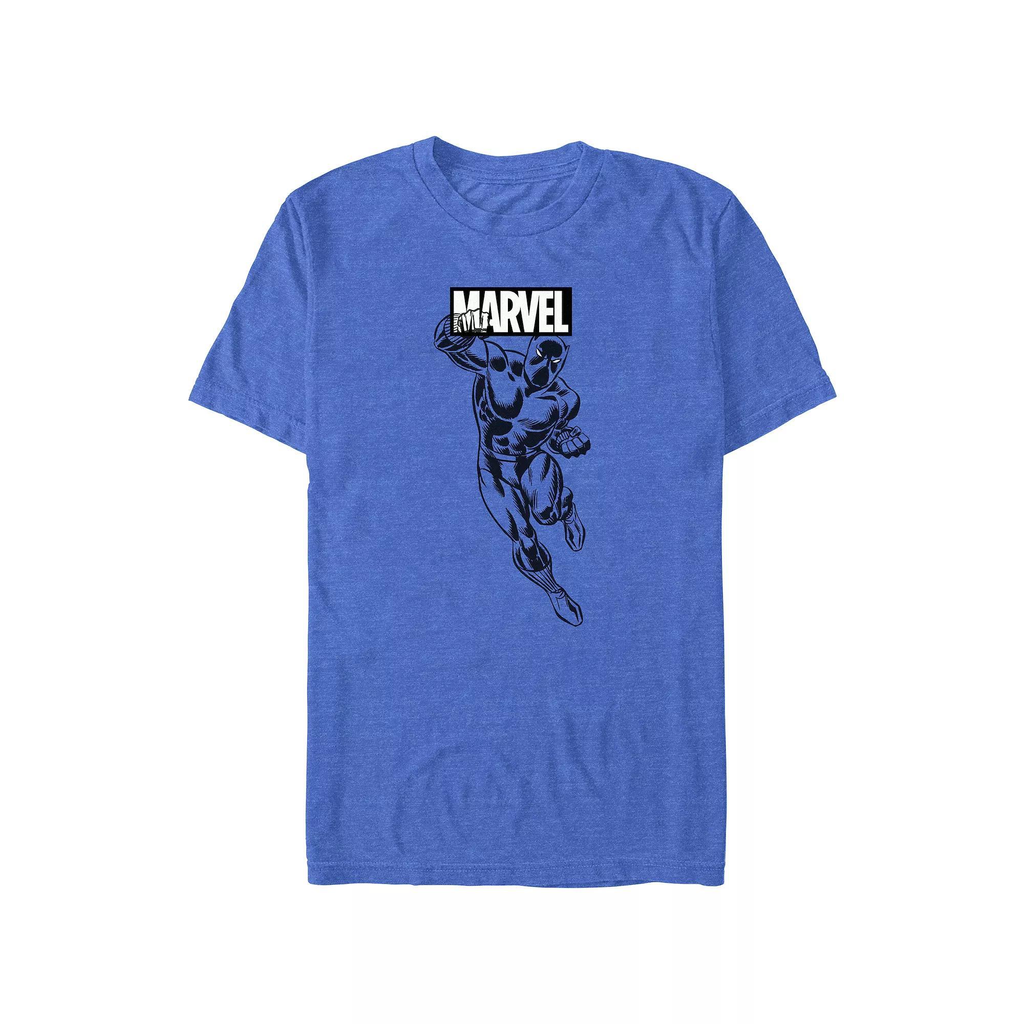 Big & Tall Marvel Black Panther Punch Poster Graphic Tee, Men's, Size: 3XL, Royal Grey Product Image
