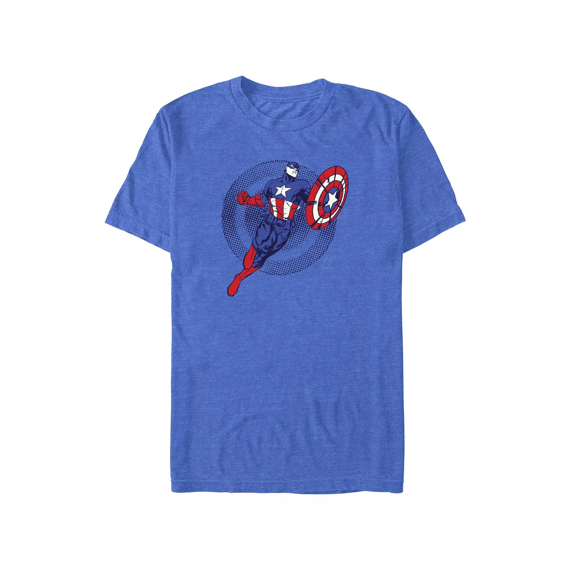 Big & Tall Marvel Captain America Ready To Fight Graphic Tee, Men's, Size: Large Tall, Royal Grey Product Image