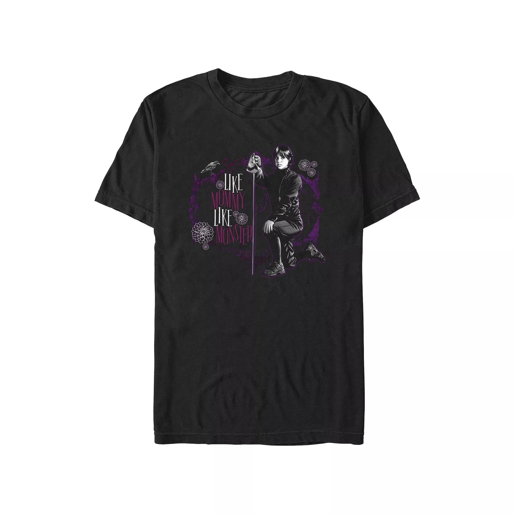 Men's Wednesday Like Mommy Like Monster Graphic Tee, Size: Medium, Black Product Image