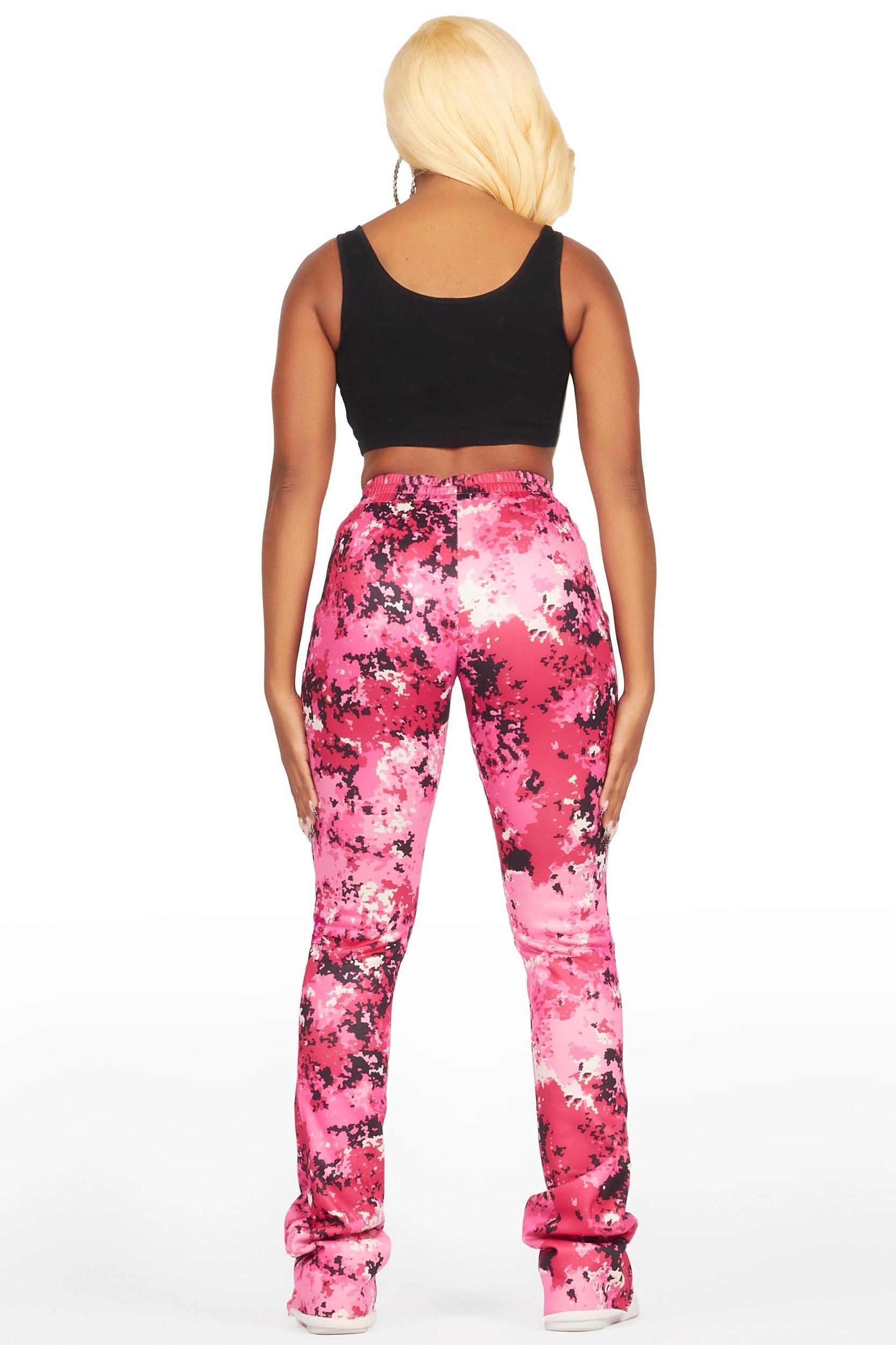 Juliana Pink Digital Camo Super Stacked Track Pant Female Product Image