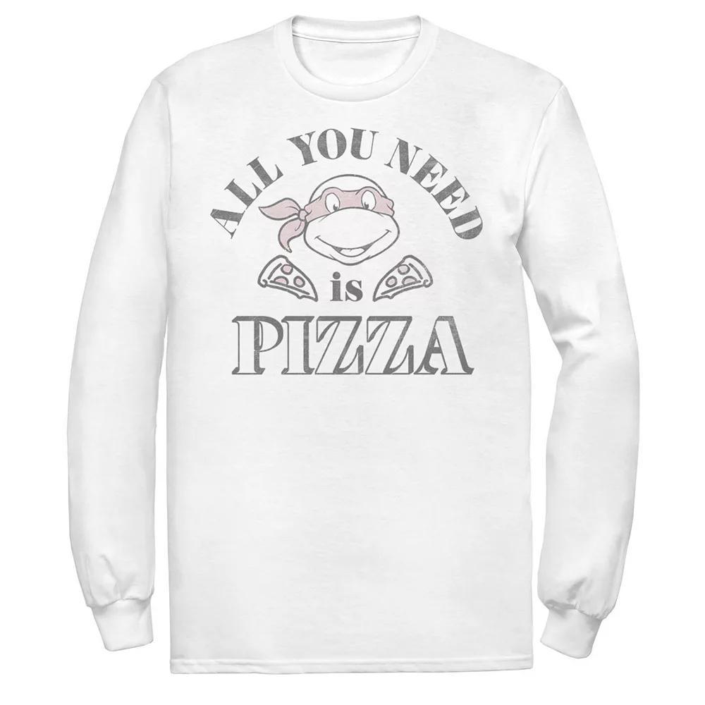 Men's Ninja Turtles Raphael All You Need Is Pizza Vintage Long Sleeve Tee, Size: 3XL, White Product Image