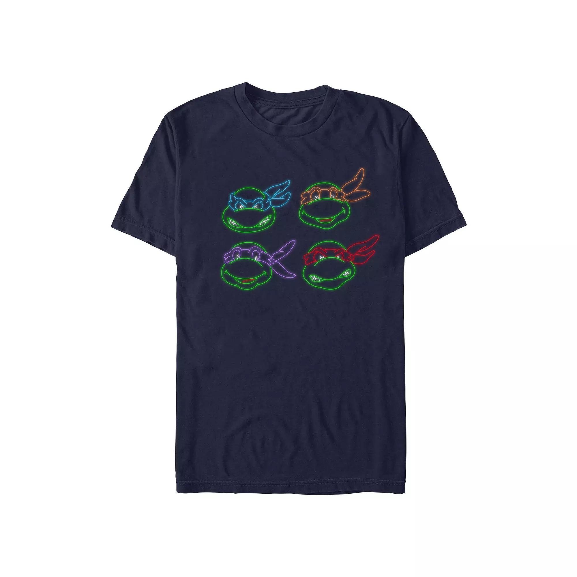 Men's Teenage Mutant Ninja Turtles Neon Lights Heads Graphic Tee, Size: Medium, Blue Product Image
