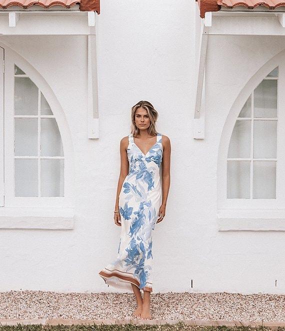 Petal & Pup Lizza Floral Print V-Neck Sleeveless Maxi Sheath Dress Product Image