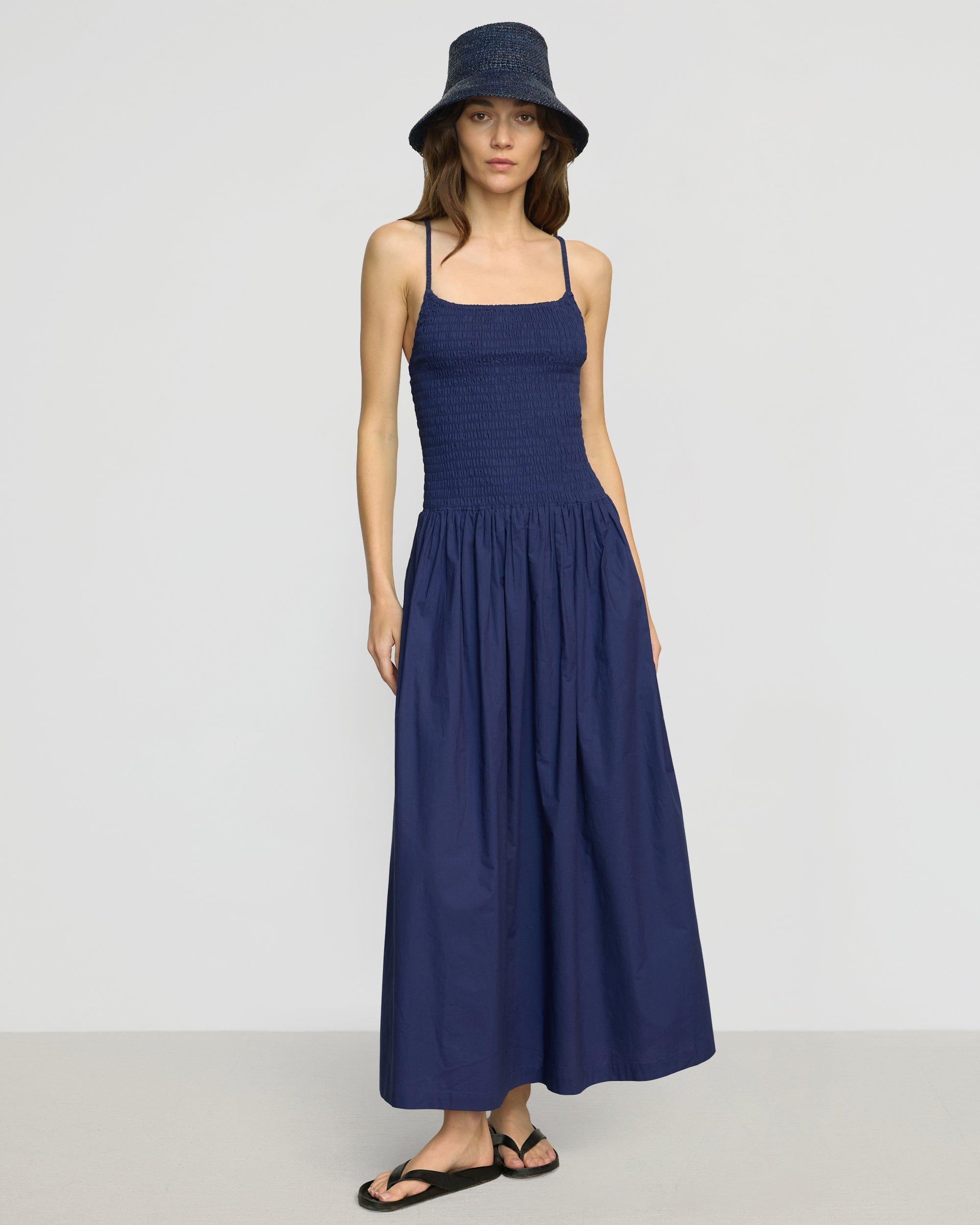 Venus Smocked Organic Cotton Midi Dress Product Image