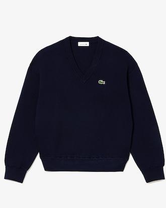 V Neck Cotton Moss Stitch Sweater Product Image