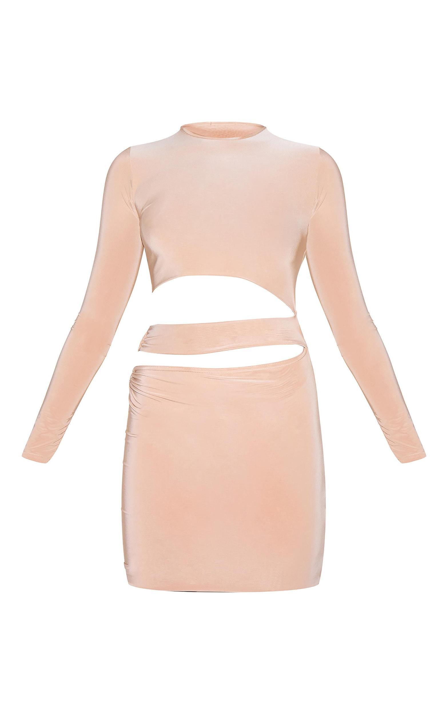 Stone Slinky Cut Out Waist Ring Detail Bodycon Dress Product Image