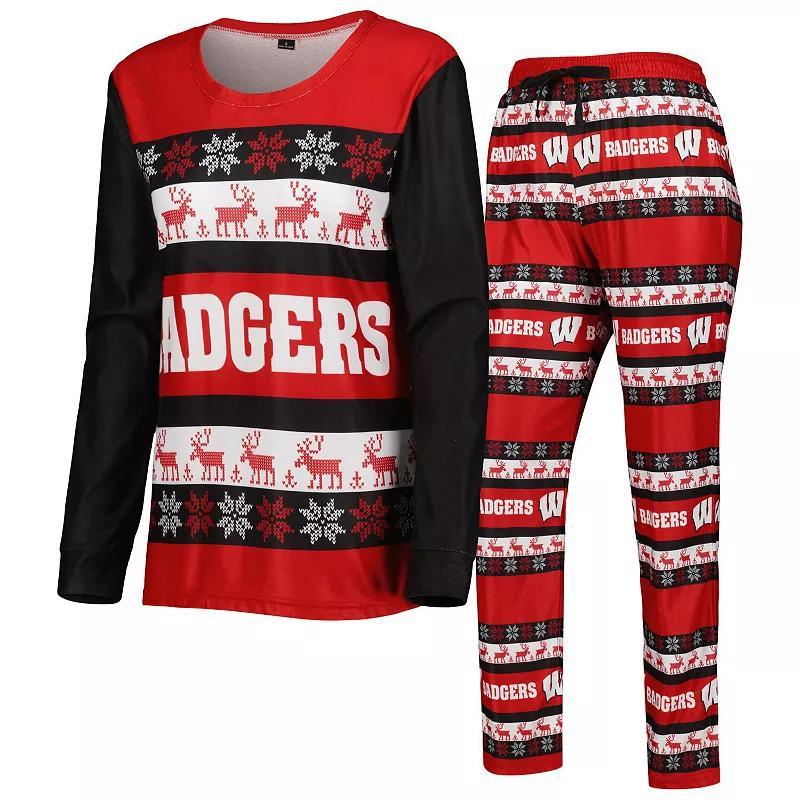 Womens FOCO Wisconsin Badgers Ugly Long Sleeve T-Shirt & Pajama Pants Sleep Set Product Image
