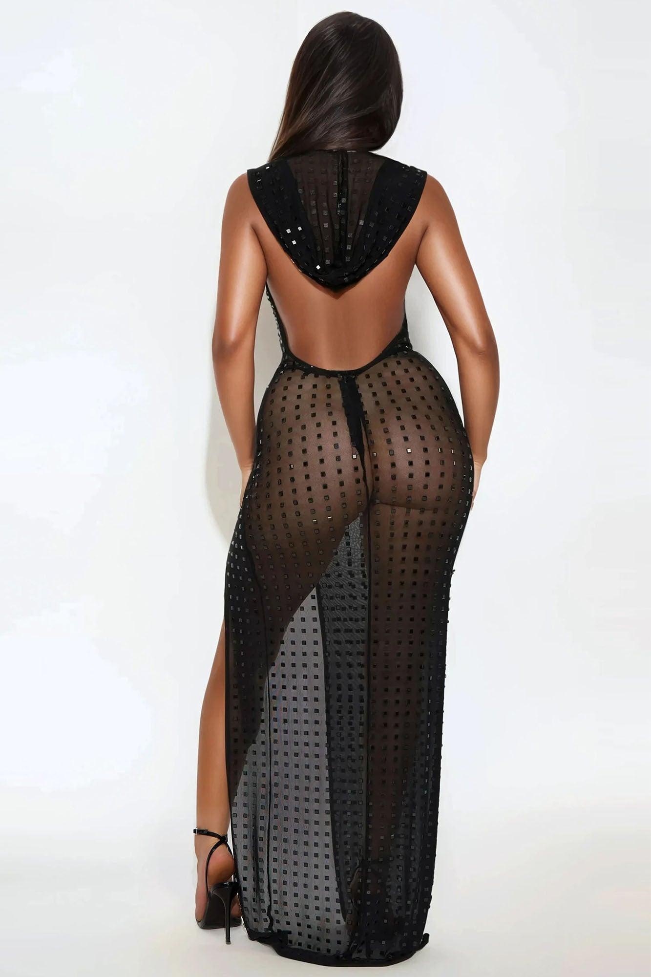Electric Feeling Mesh Jumpsuit - Black Product Image