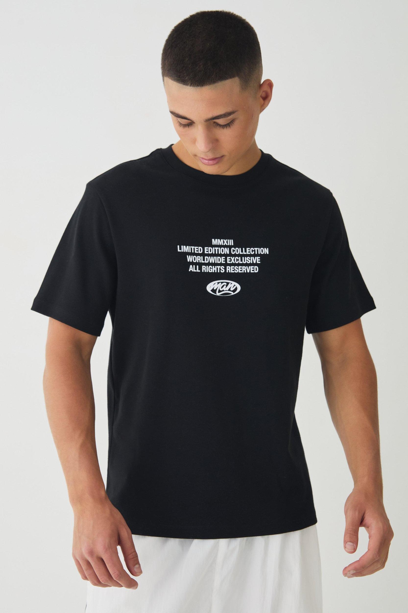 Mens White Regular Fit Official Man Interlock Print T-Shirt, White Product Image