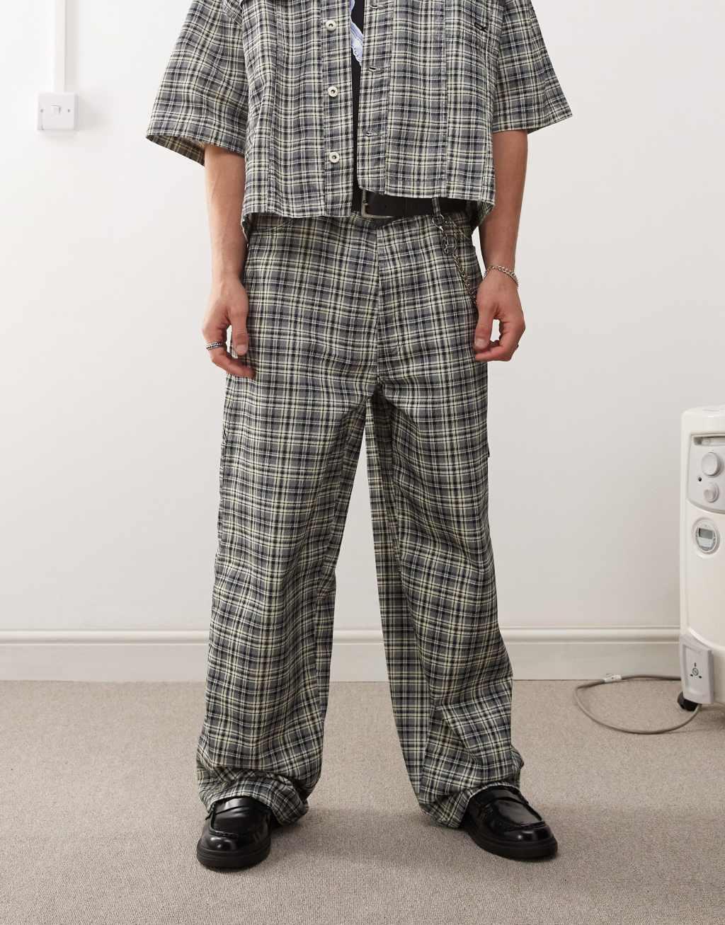 COLLUSION X002 baggy jeans in black and white check - part of a set Product Image