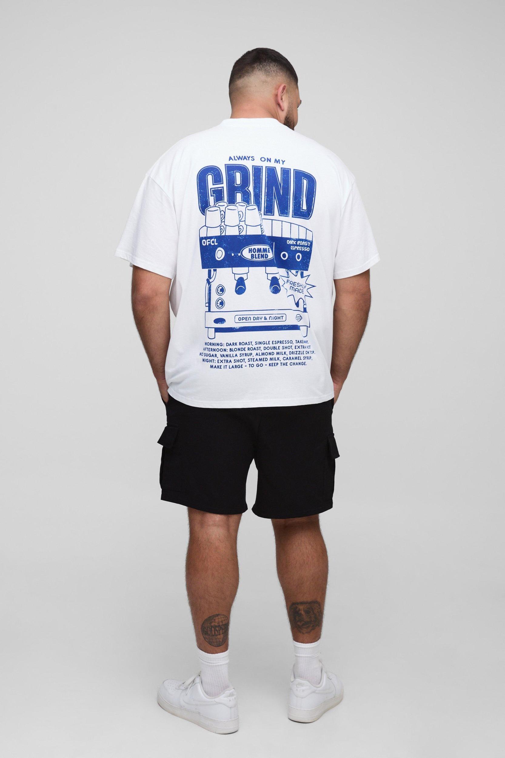 Plus Oversized Always On The Grind Graphic T-Shirt | boohooMAN USA Product Image