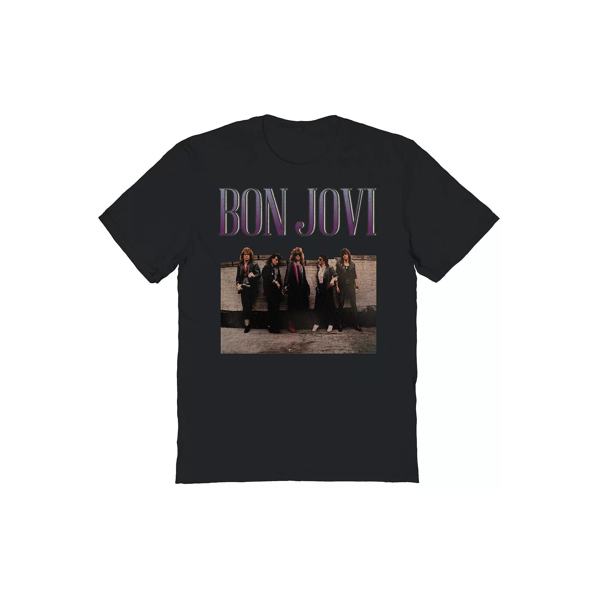 Men's Bon Jovi Roof Photo Graphic Tee, Size: Large, Black Product Image