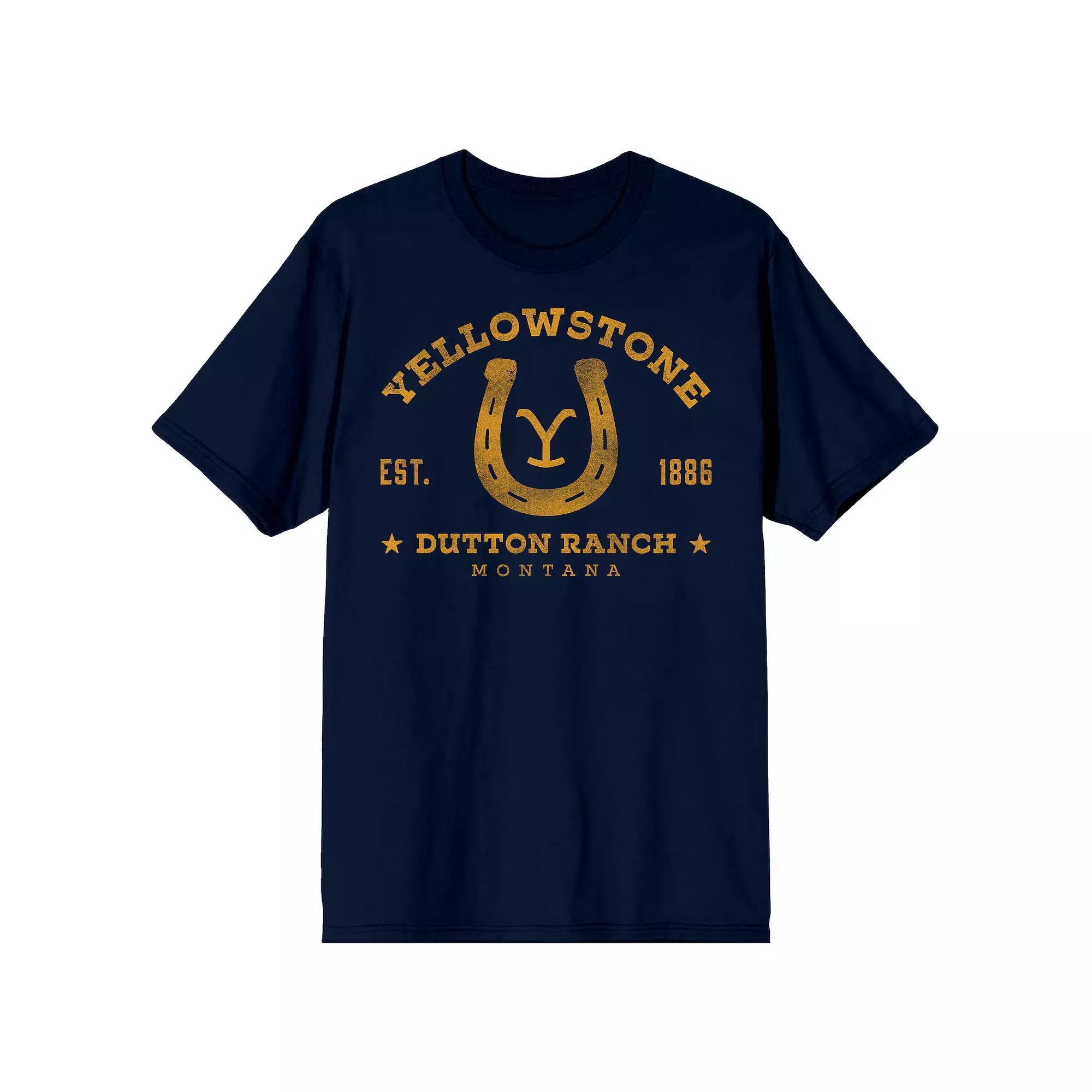 Men's Yellowstone Horseshoe Logo Short Sleeve Graphic T-Shirt, Size: Small, Blue 2 Product Image