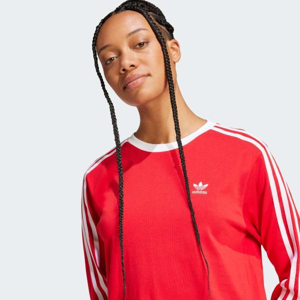 adidas Adicolor 3-Stripes Regular Long Sleeve Tee Black S Womens Product Image