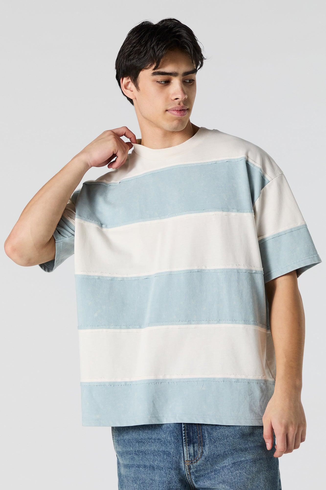 Striped Exposed Seam Relaxed T-Shirt Male Product Image