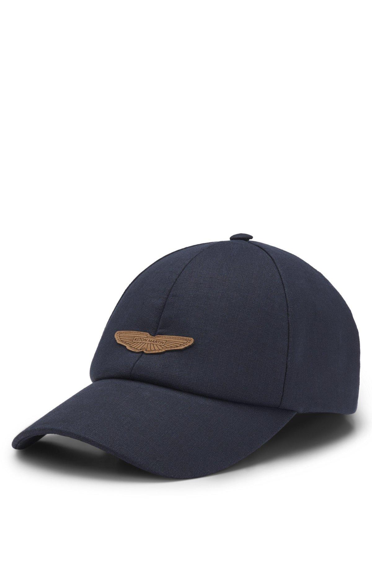 BOSS - BOSS x ASTON MARTIN cap in linen with logo patch - Dark Blue Product Image