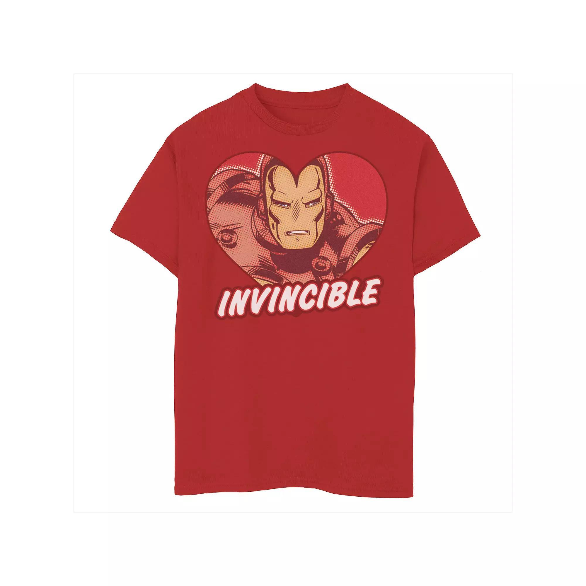 Boys 8-20 Marvel Iron Man Invincible Heart Valentine's Tee, Boy's, Size: Small, Red Product Image
