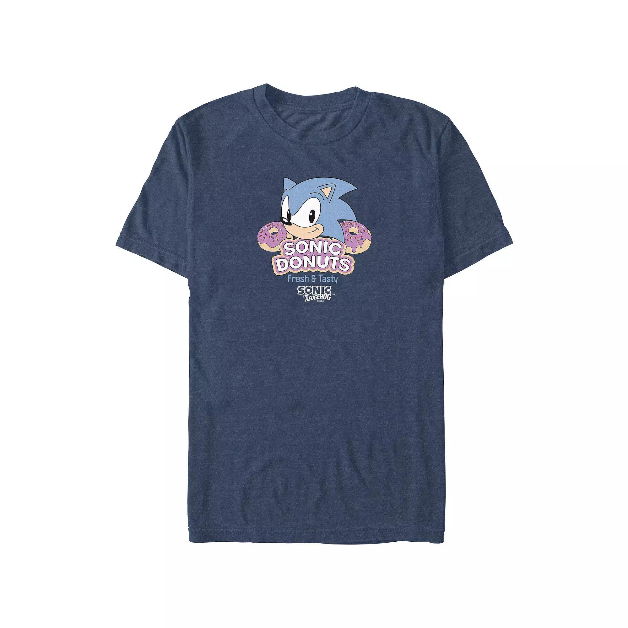 Men's Sonic The Hedgehog Sonic Donuts Graphic Tee, Size: 3XB, Navy Grey Product Image