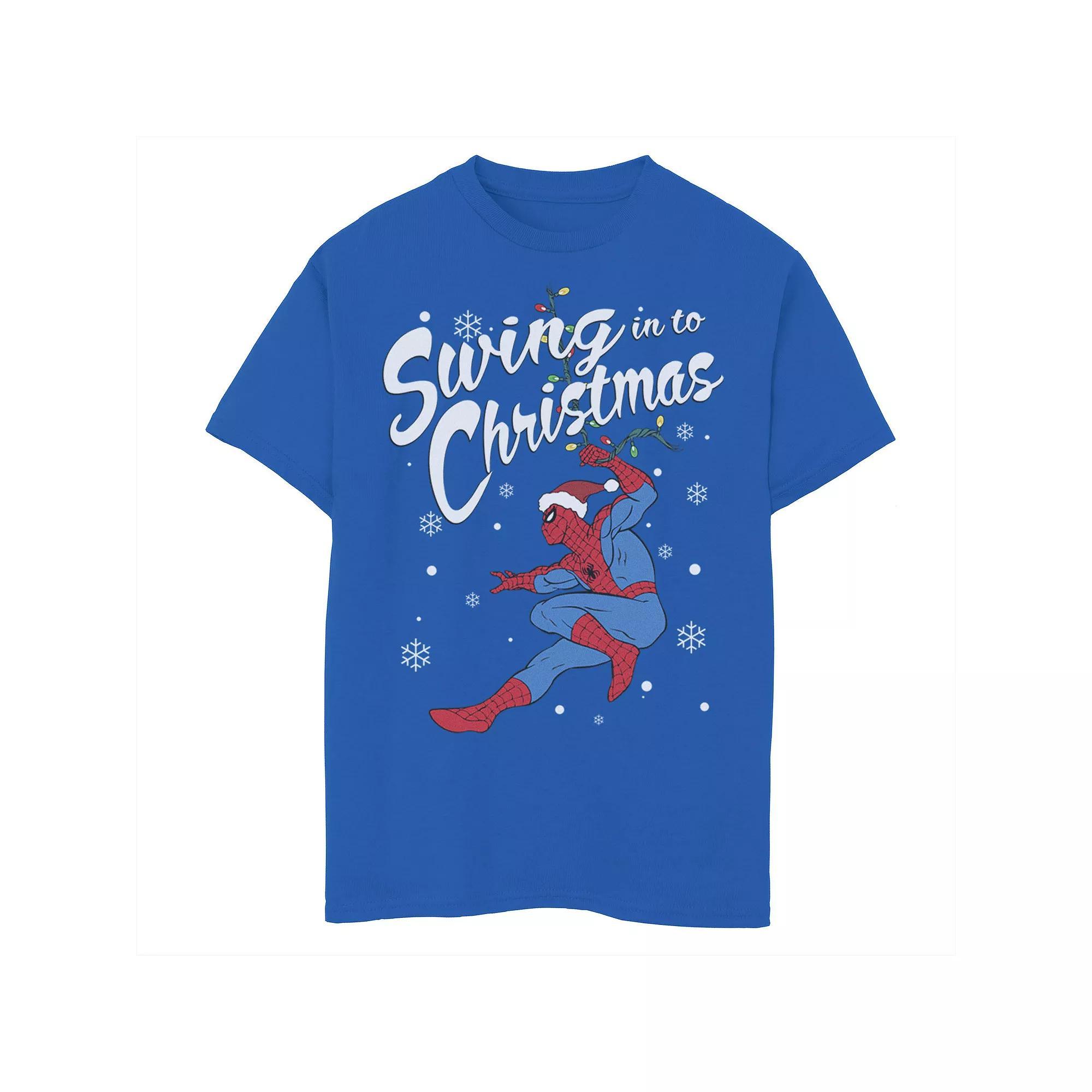 Boys 8-20 Marvel Spider-Man Swing In To Christmas Tee, Boy's, Size: Small, Royal Product Image