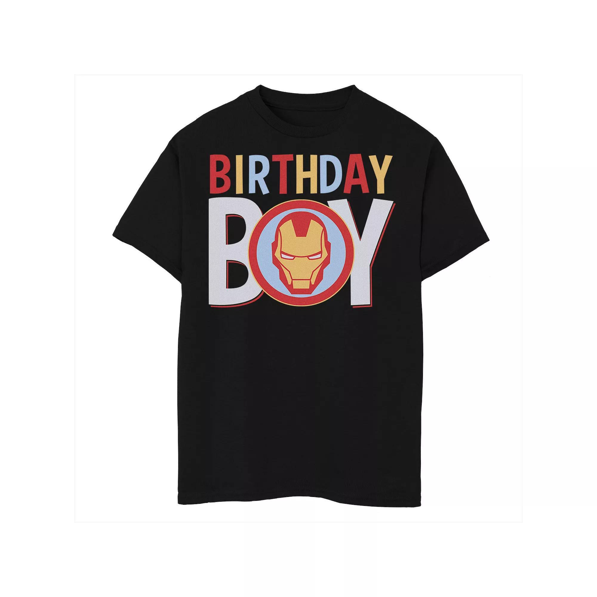 Boys Marvel Avengers Classic Iron Man Birthday Boy Husky Graphic Tee, Boy's, Size: XL HUSKY, Black Product Image