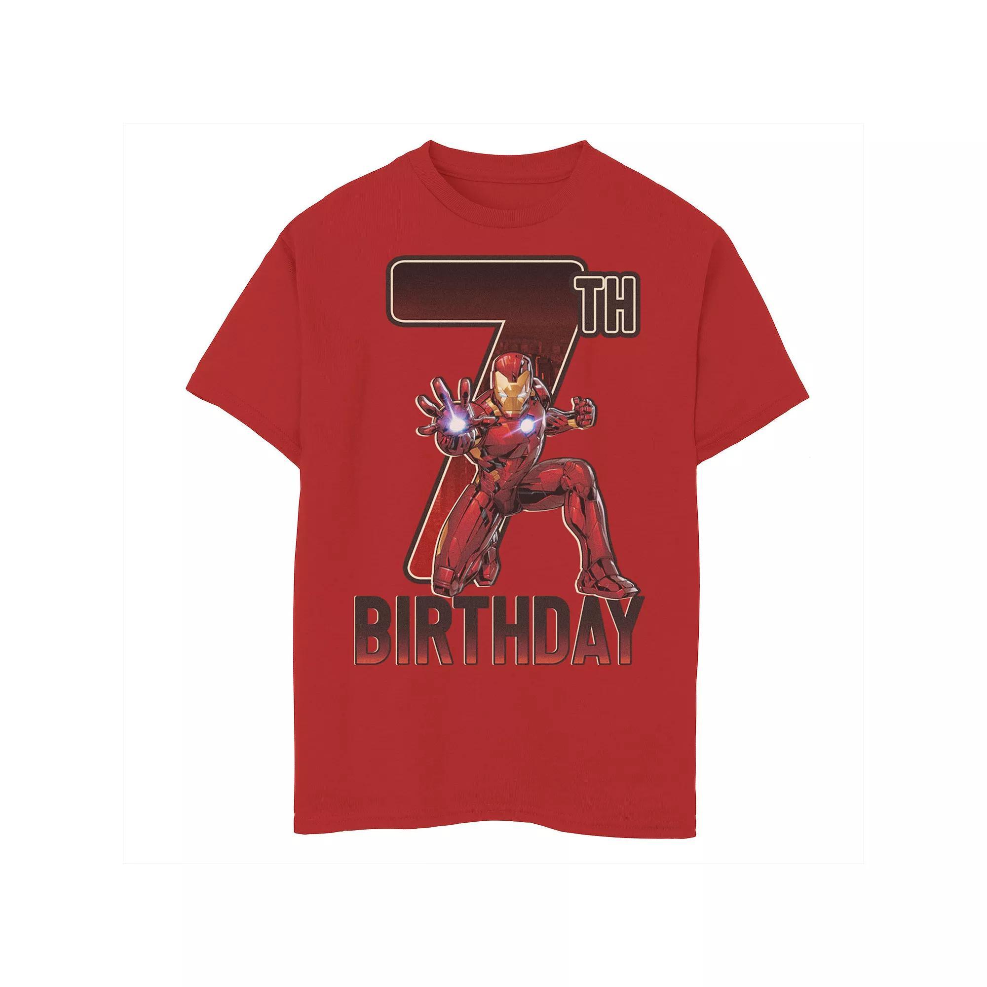 Boys 8-20 Marvel Iron Man 7th Birthday Action Pose Graphic Tee, Boy's, Size: XS, Red Product Image