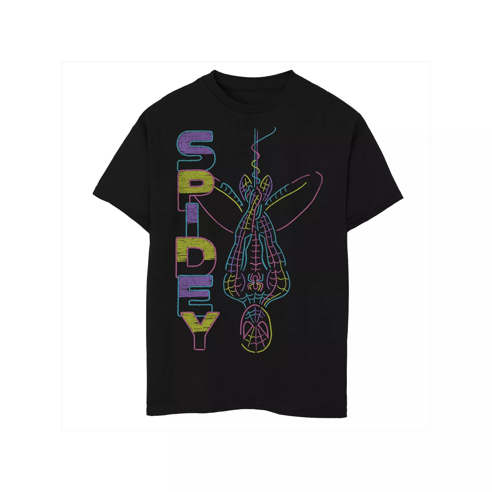 Boys 8-20 Marvel Spider-Man Spidey Neon Line Art Graphic Tee, Boy's, Size: Medium, Black Product Image