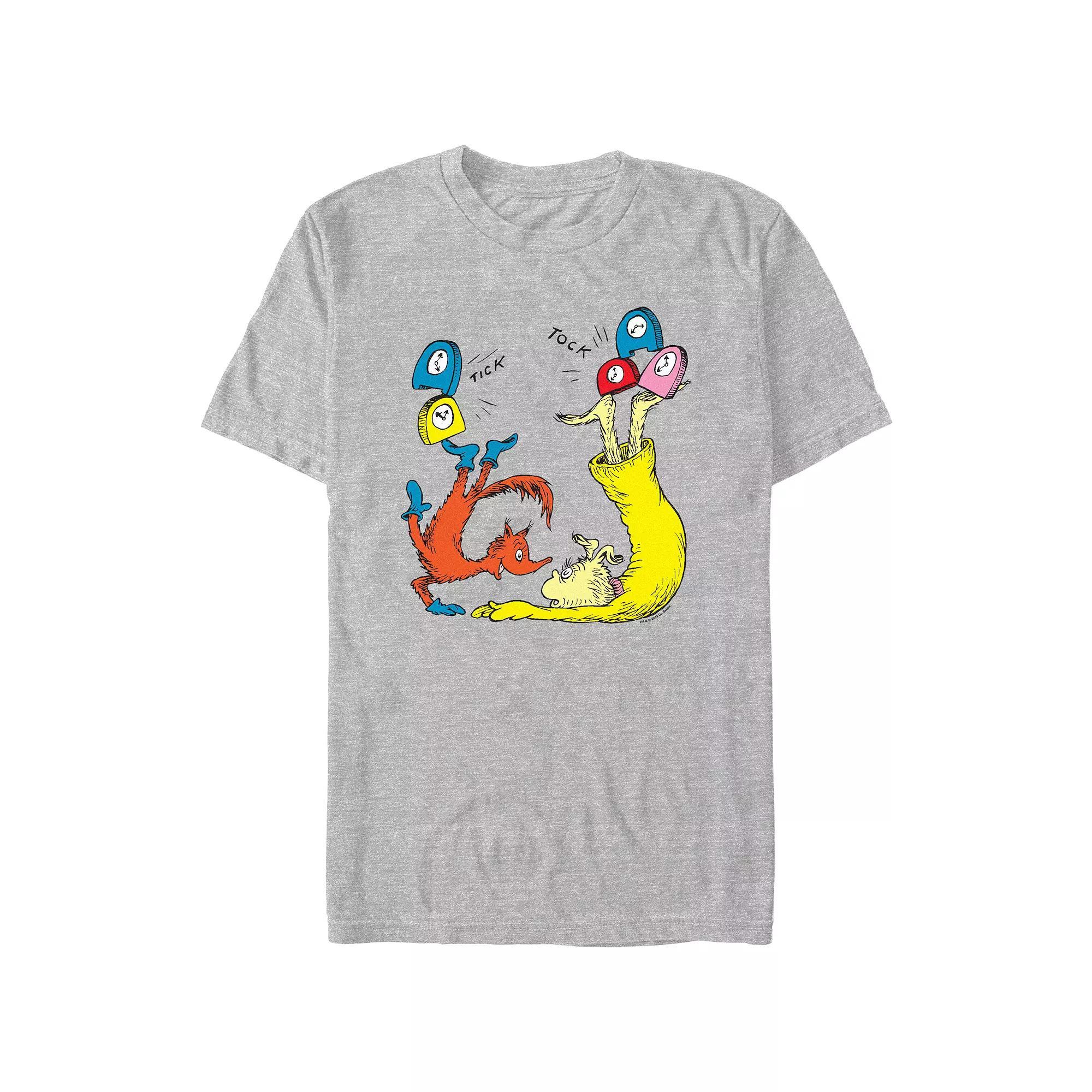 Mens Dr. Seuss Tick Tock Fox Guy Graphic Tee Athletic Grey Product Image
