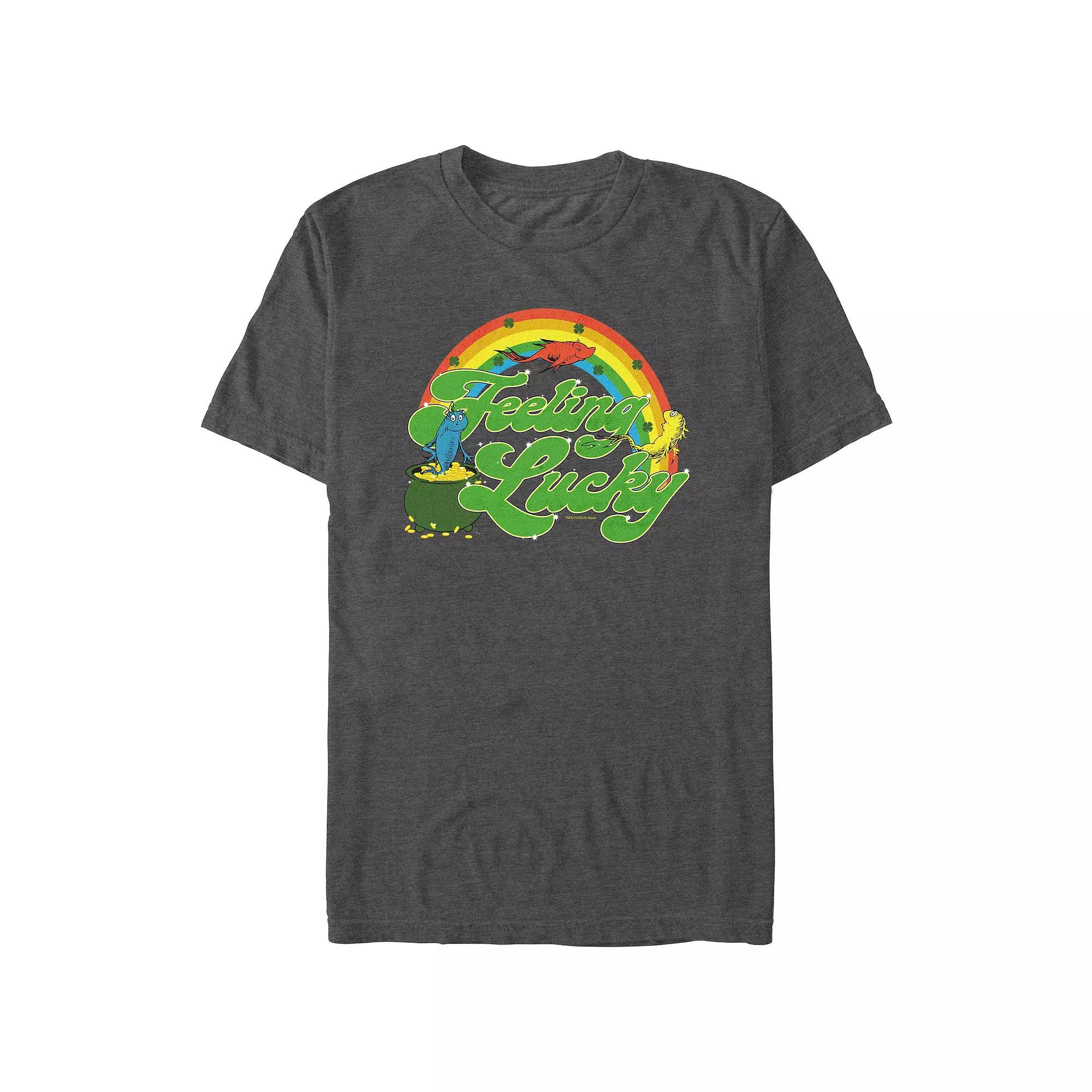 Men's Dr. Seuss Feeling Lucky Graphic Tee, Size: Small, Grey Heather Product Image