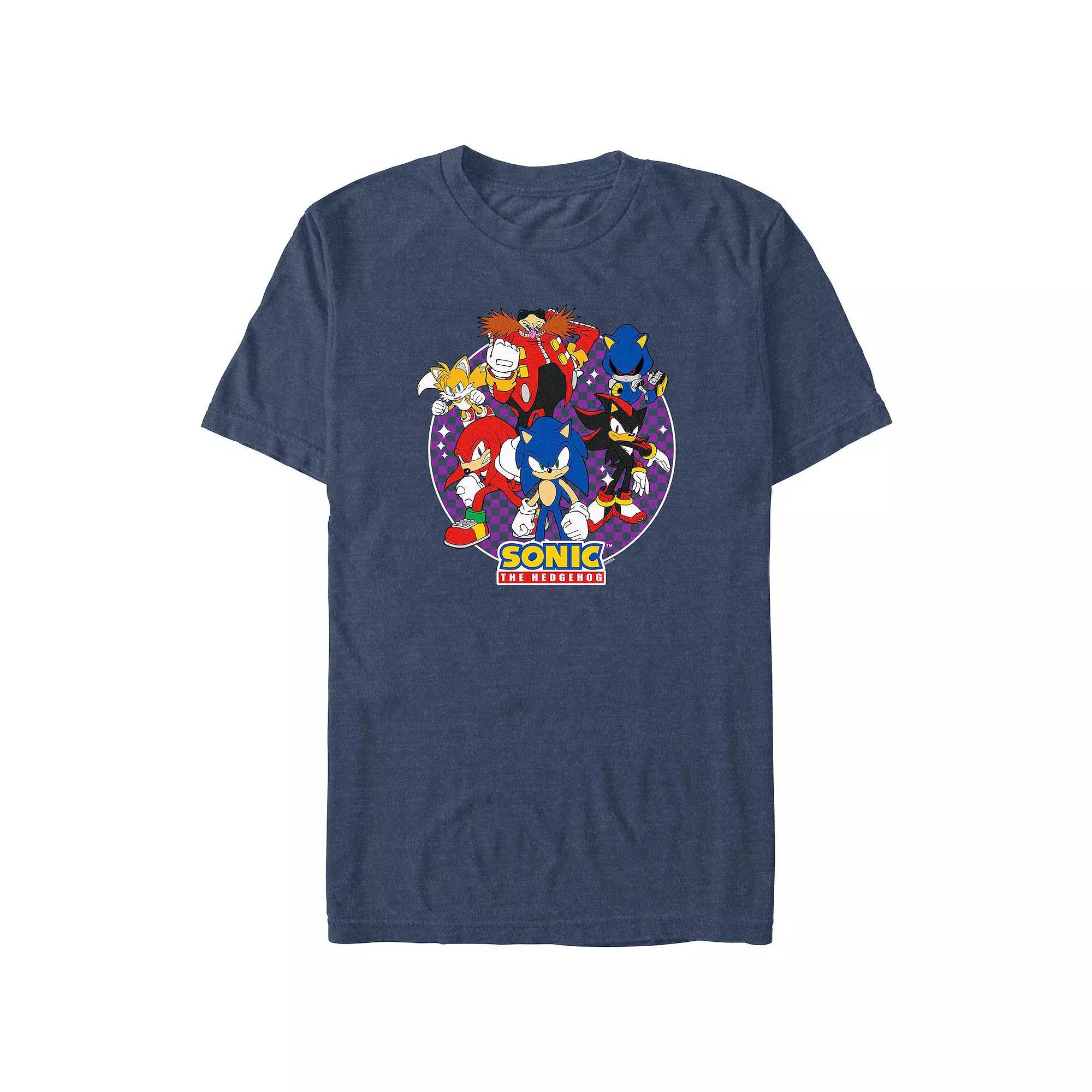 Men's Sonic The Hedgehog Ready For Action Graphic Tee, Size: Large Tall, Navy Grey Product Image