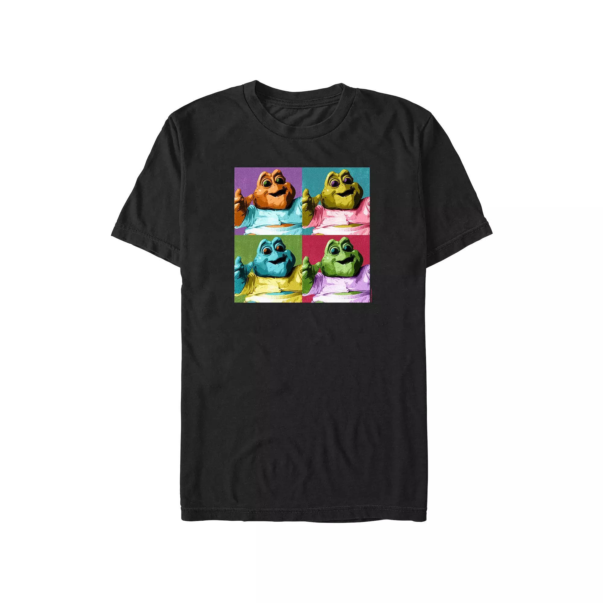 Men's Dinosaurs Baby Sinclair Pop Colors Portrait Graphic Tee, Size: XL, Black Product Image