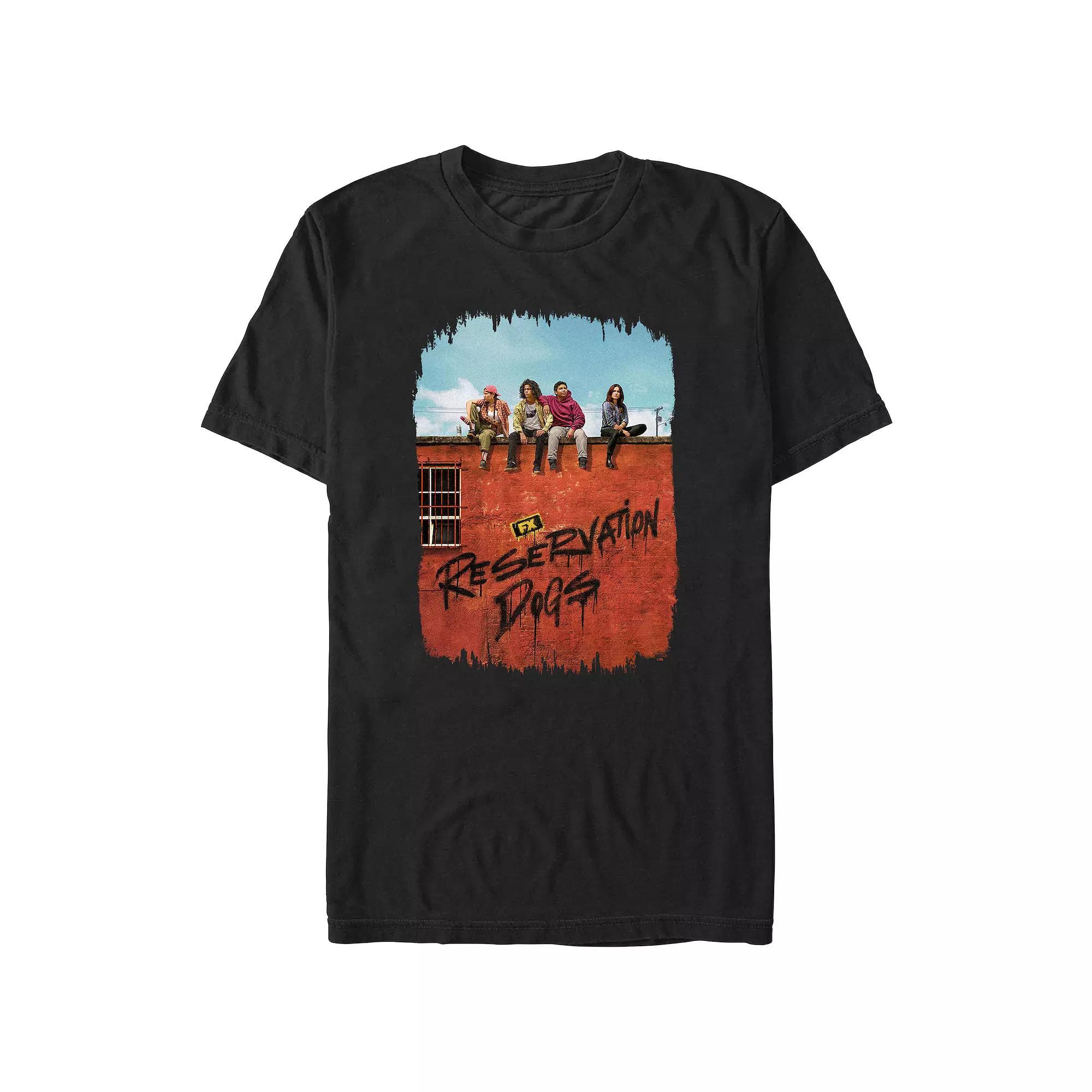 Men's Reservation Dogs Graffiti On The Wall Poster Graphic Tee, Size: Medium, Black Product Image