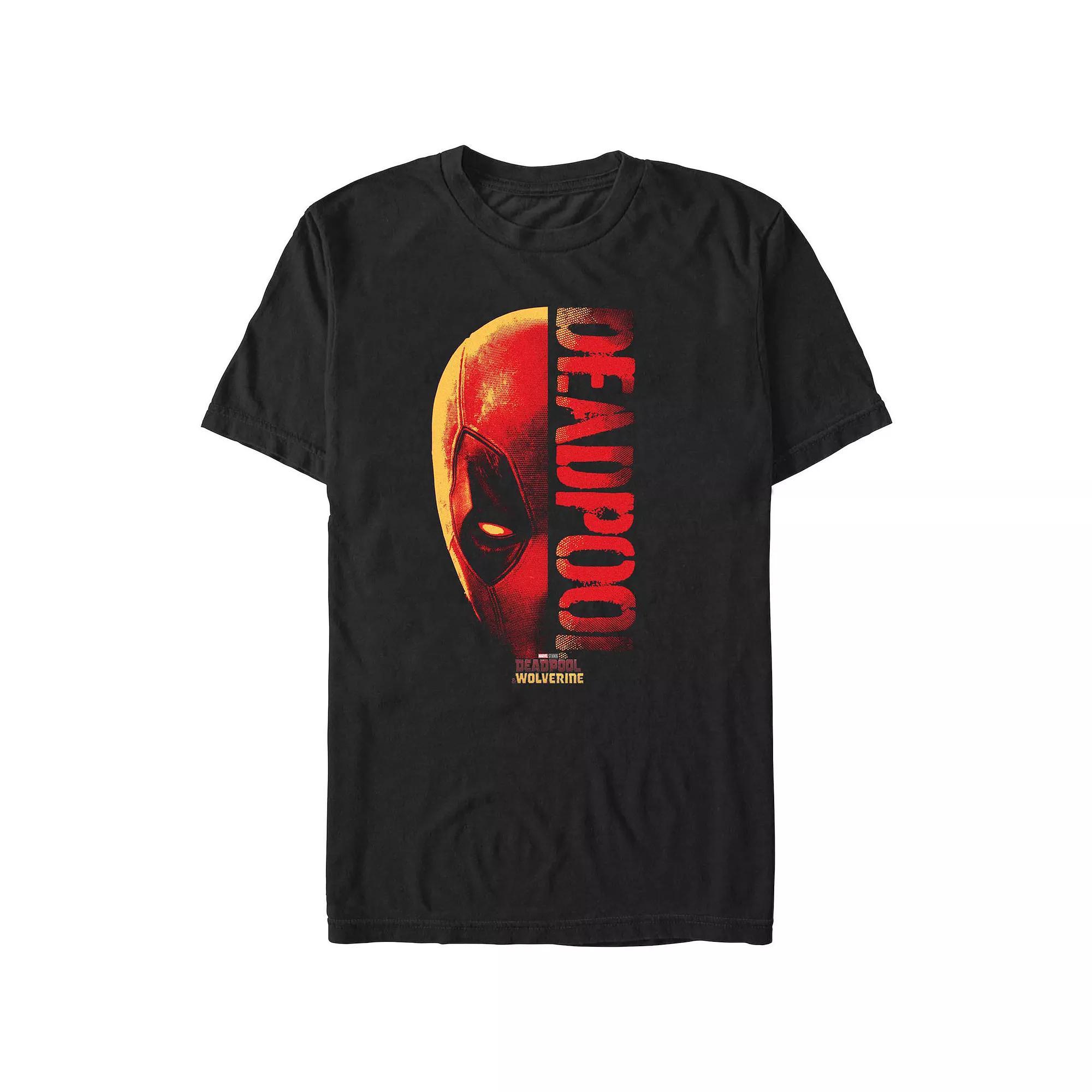 Men's Deadpool And Wolverine Half Face Graphic Tee, Size: Medium, Black Product Image