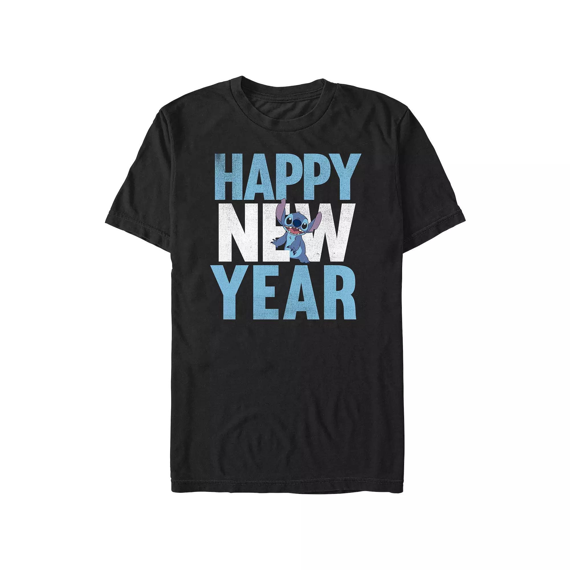 Disney's Lilo & Stitch Happy New Year Stitch Men's Graphic Tee, Size: XXL, Black Product Image