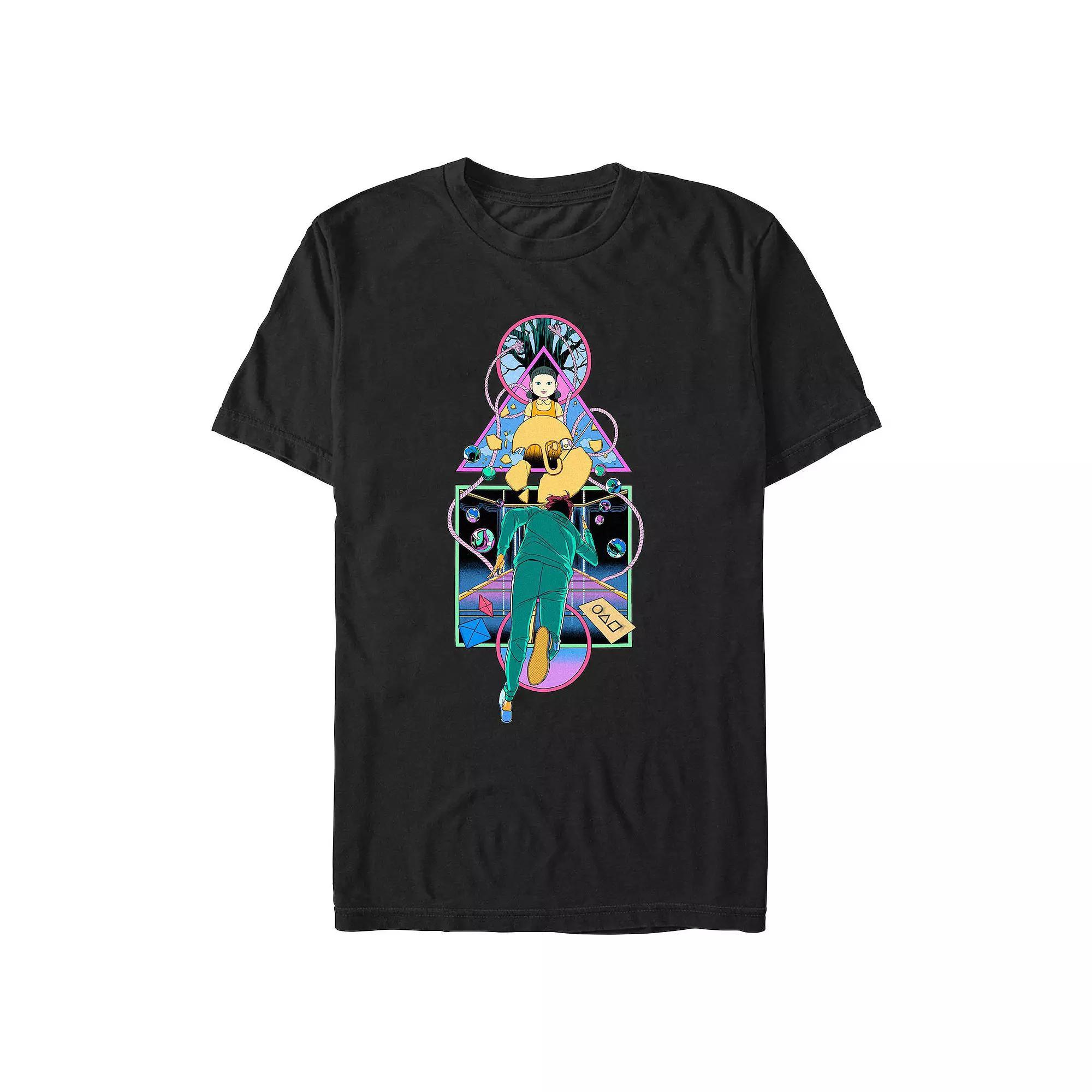 Men's Squid Game Running Through Obstacles Graphic Tee, Size: Large, Black Product Image