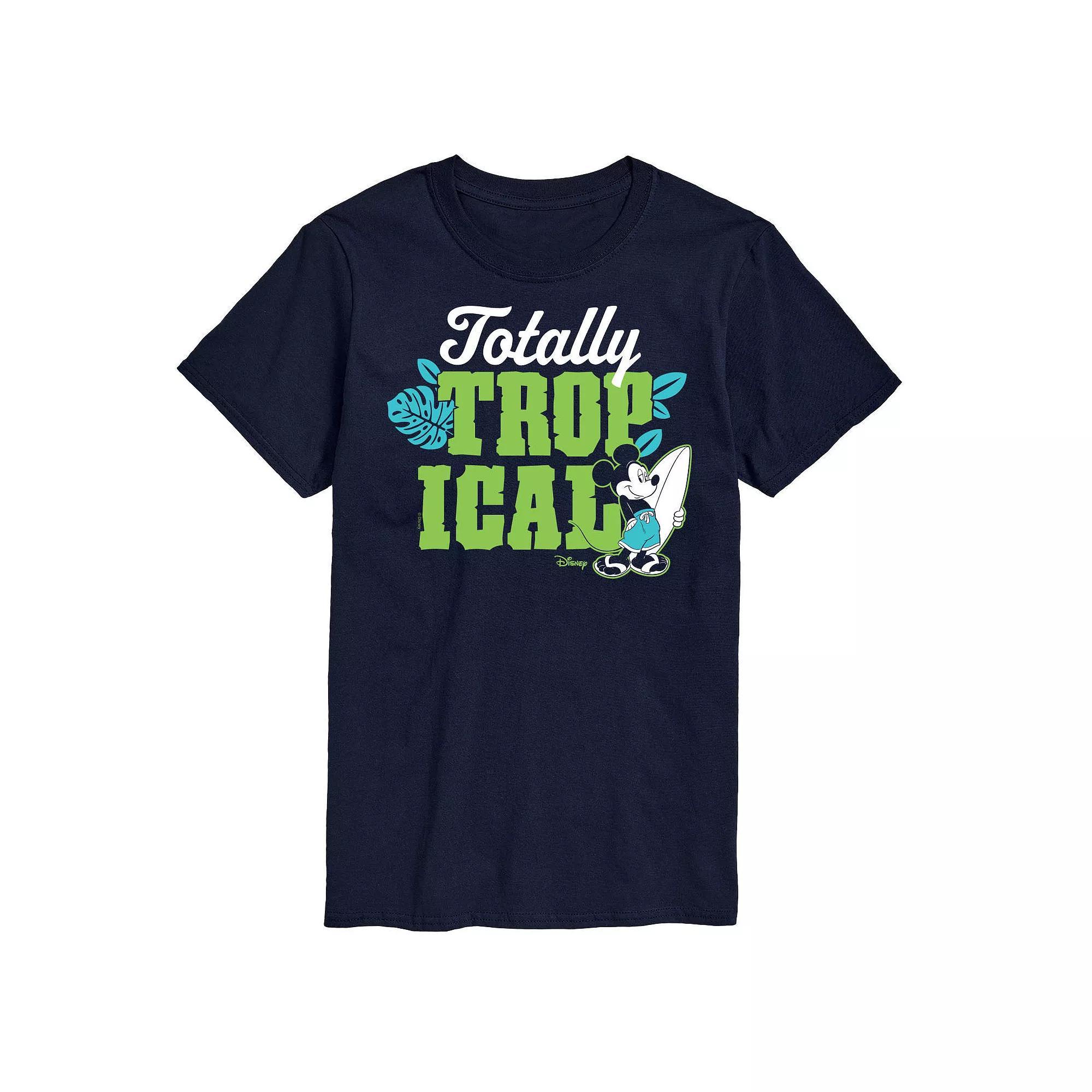 Disneys Mickey Mouse Mens Totally Tropical Graphic Tee Blue Product Image