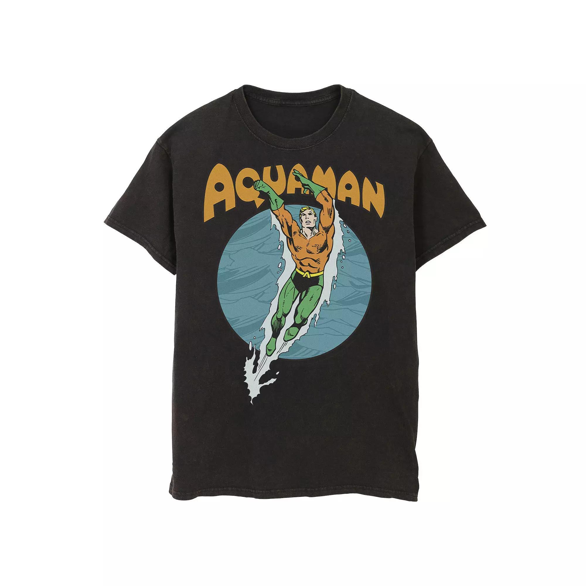Men's DC Comics Aquaman Swimming Dance Tee, Size: 3XL, Black Product Image