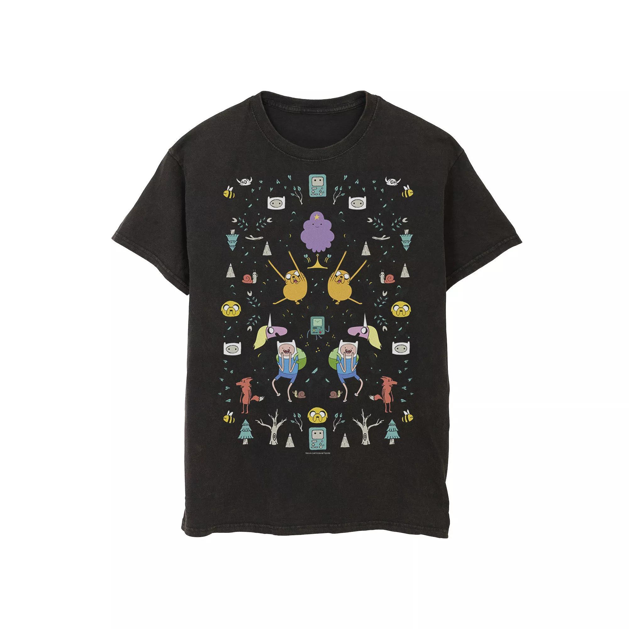 Mens Adventure Time Character Icon Collage Tee Athletic Grey Product Image