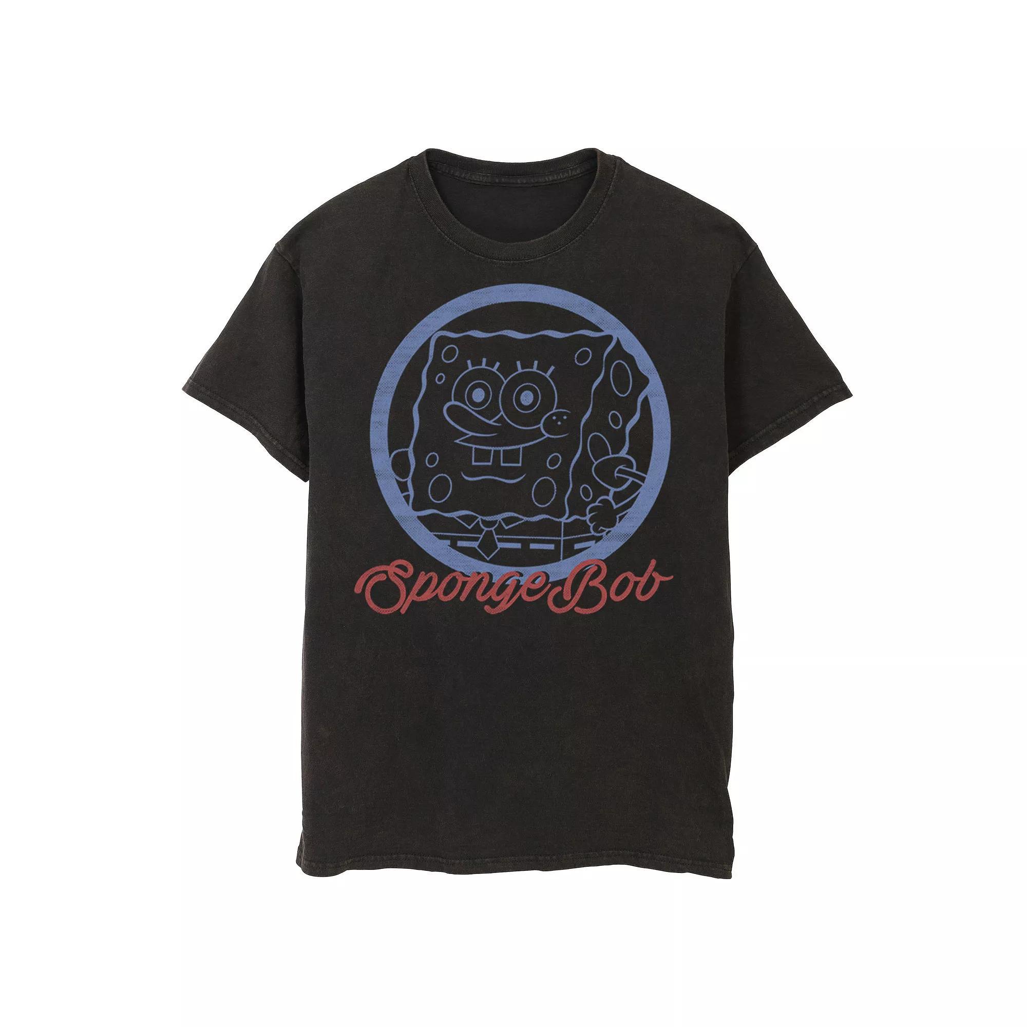 Men's Nickelodeon SpongeBob SquarePants Line Art Cursive Logo Portrait Graphic Tee, Size: Medium, White Product Image