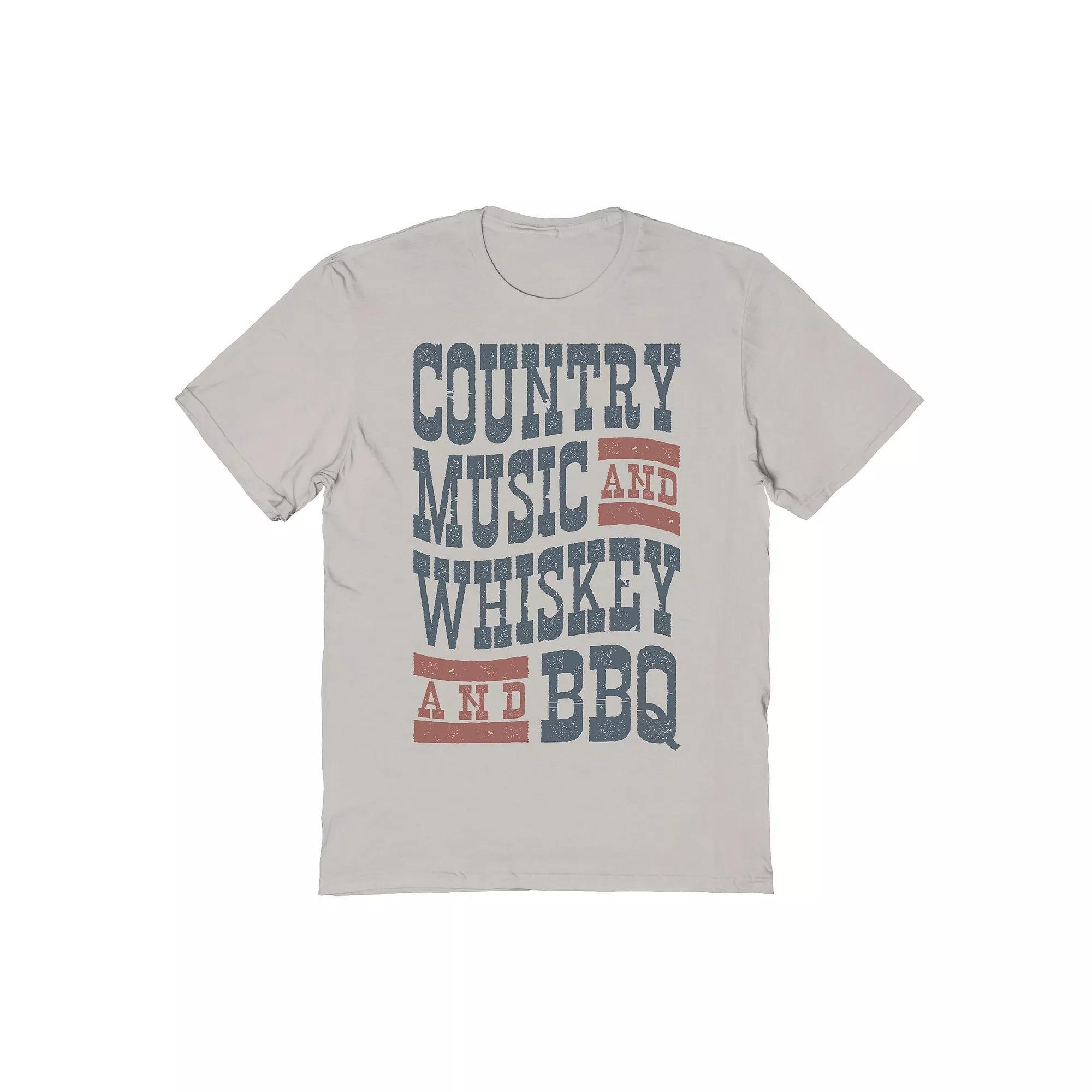 Men's COLAB89 by Threadless Country Music & BBQ Graphic Tee, Size: Large, Ice Gray Product Image