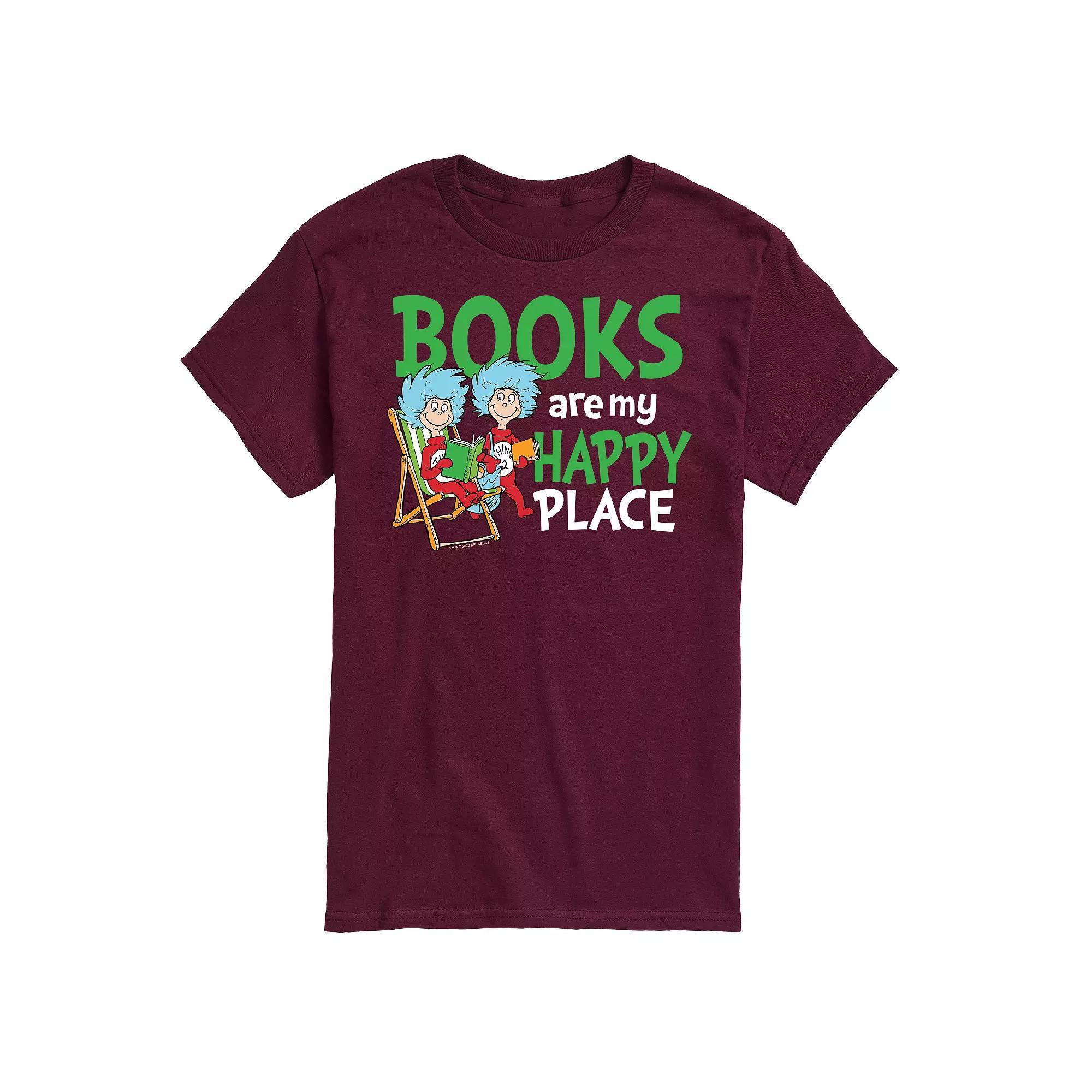 Mens Dr Seuss Books Are My Happy Place Graphic Tee Product Image