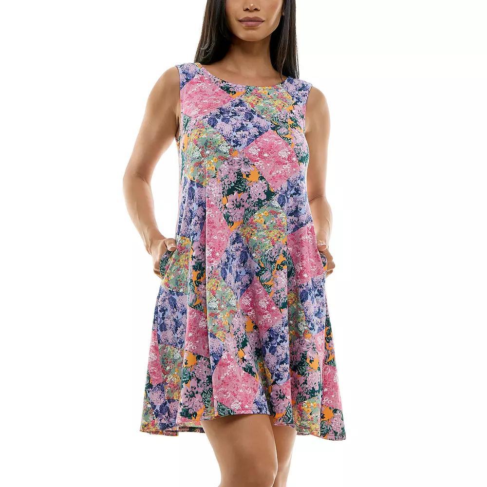 Women's Nina Leonard Floral Swing Dress, Size: Small, Blue Team Product Image