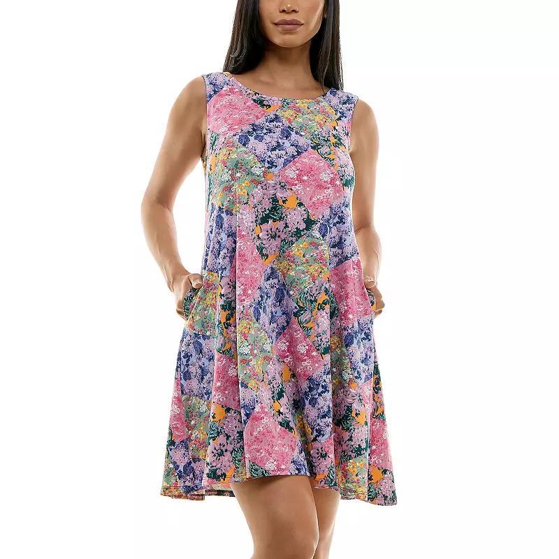 Women's Nina Leonard Floral Swing Dress, Size: Small, Blue Team Product Image