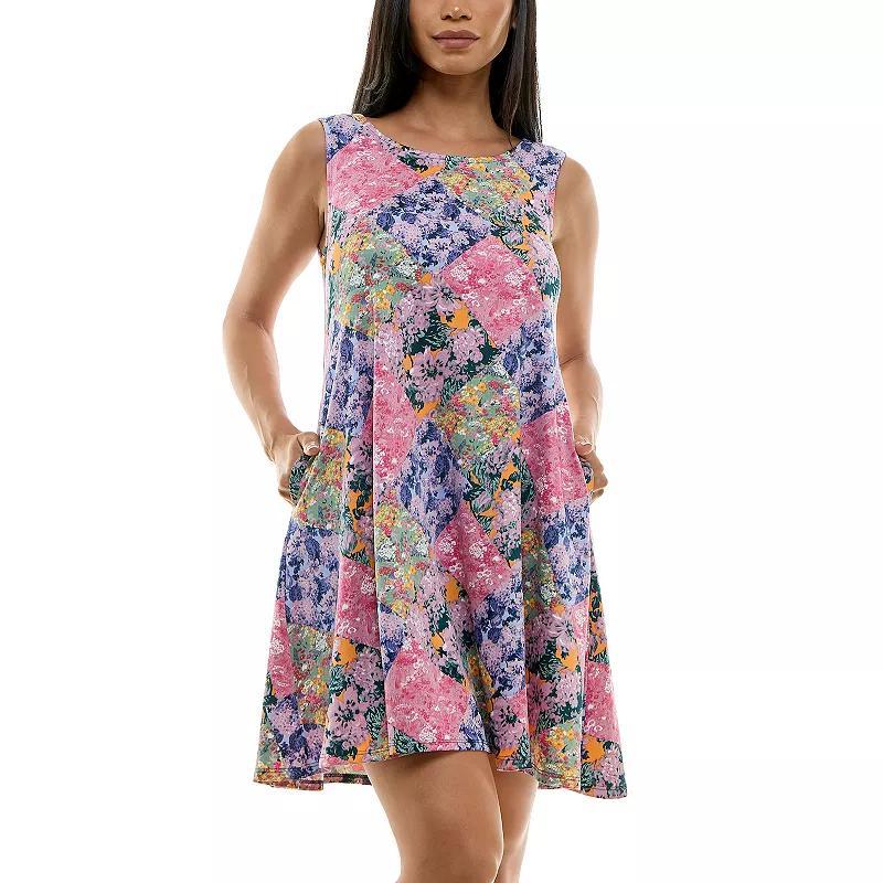 Women's Nina Leonard Floral Swing Dress, Size: Small, Blue Team Product Image