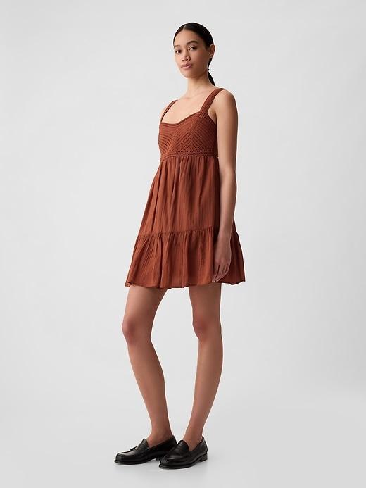 Textured Crinkle Crochet Mini Dress Product Image