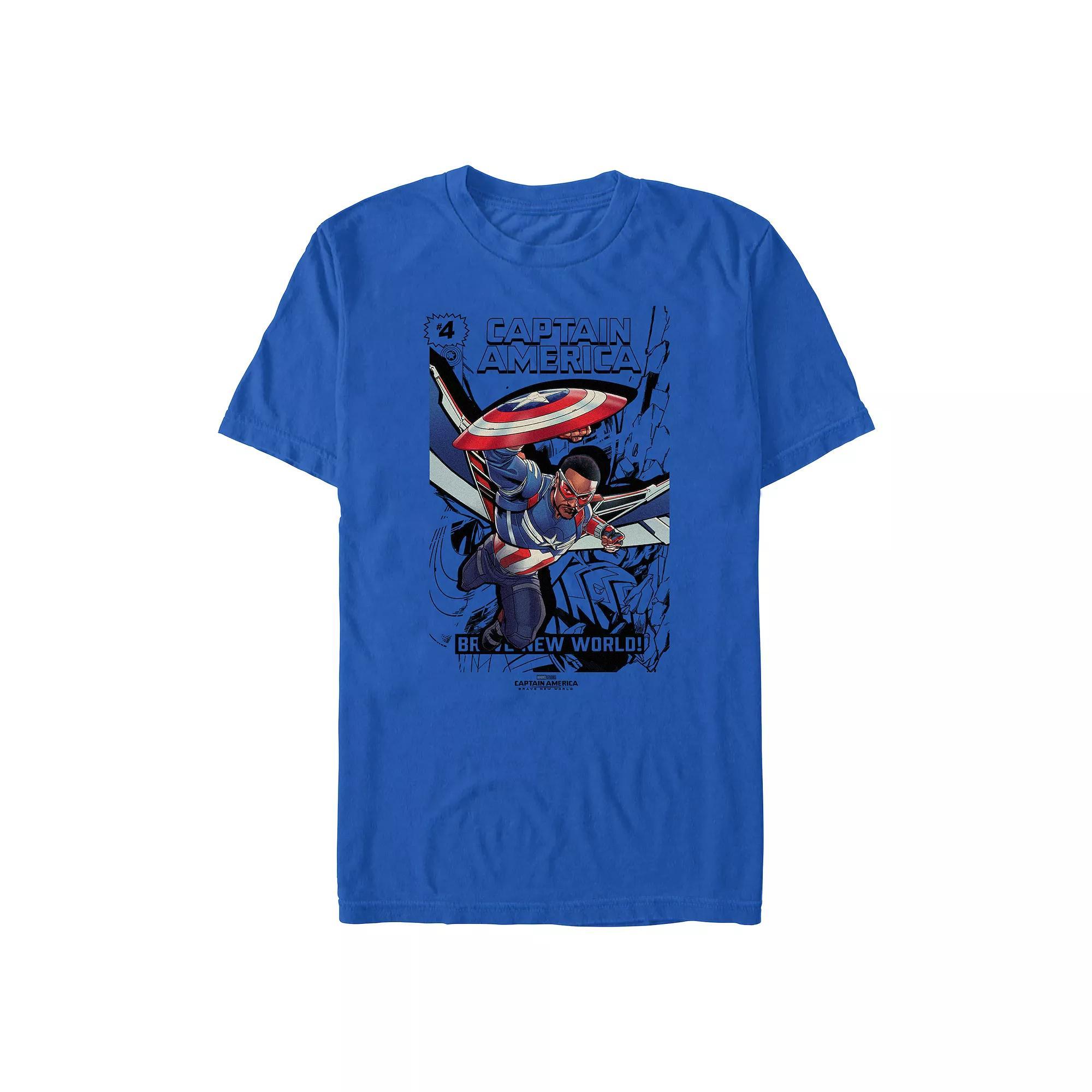Men's Marvel Captain America Brave New World Comic Book Style Poster Graphic Tee, Size: Medium, Royal Product Image