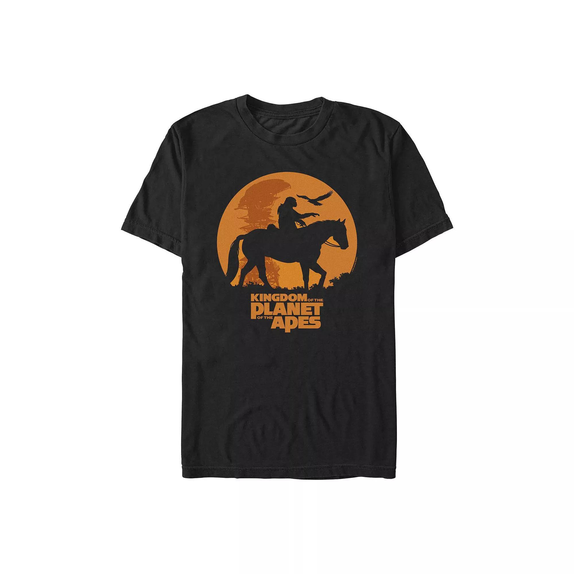 Men's Kingdom Of The Planet Of The Apes Caesar Riding Silhouette Graphic Tee, Size: Medium, Black Product Image