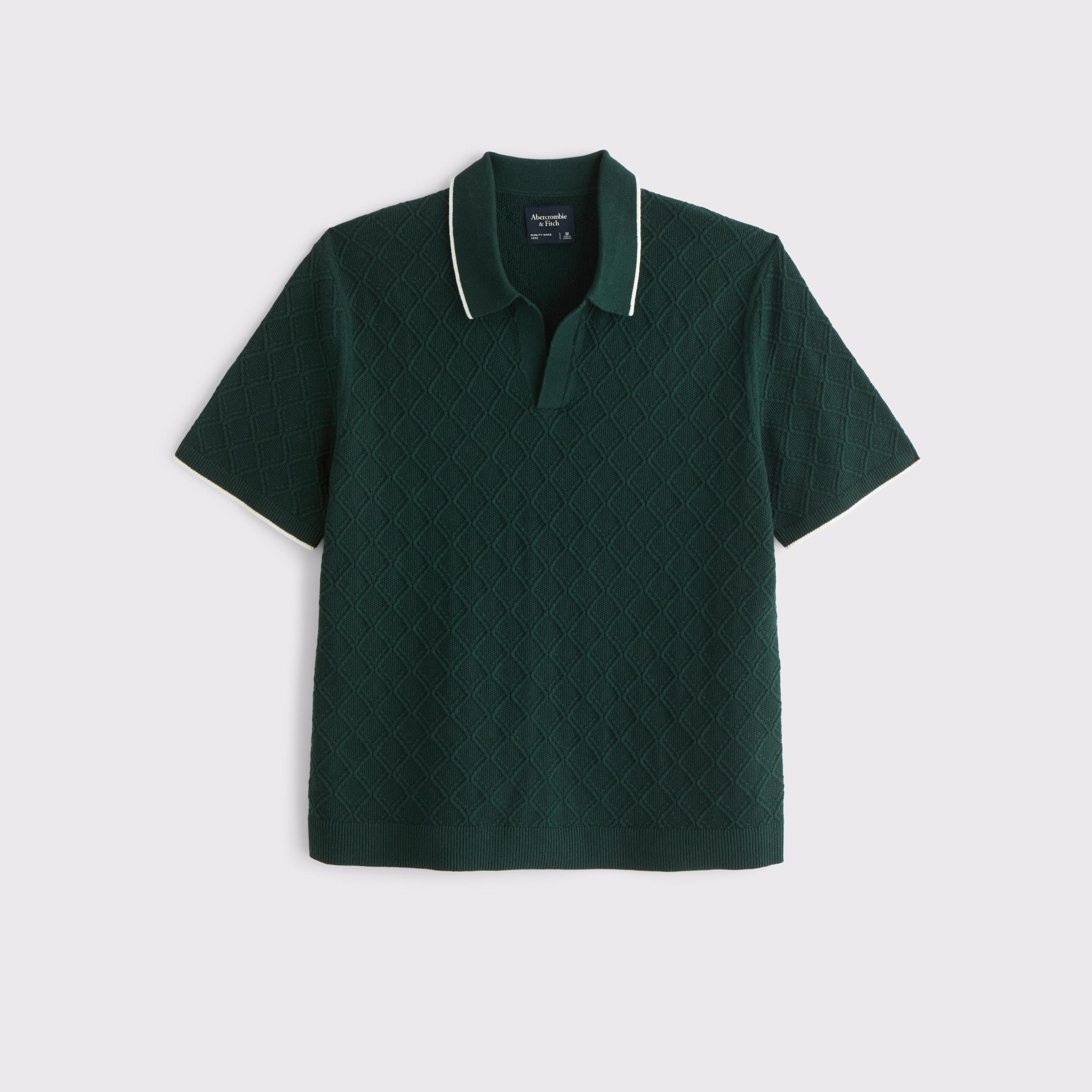 Preppy Tipped Johnny Collar Sweater Polo Product Image