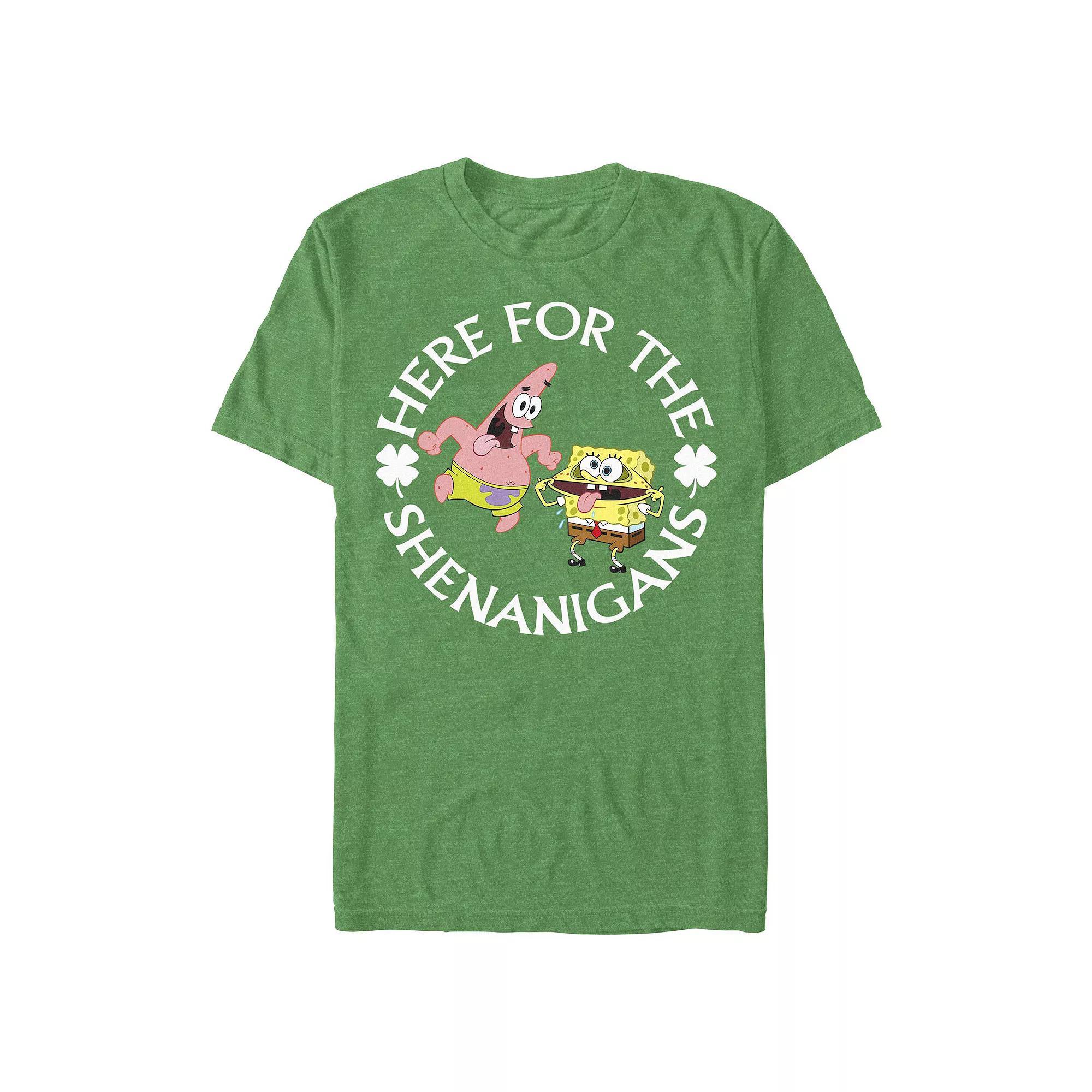 Big & Tall SpongeBob SquarePants Here For The Shenanigans Graphic Tee, Men's, Size: 5XL, Kelly Grey Product Image