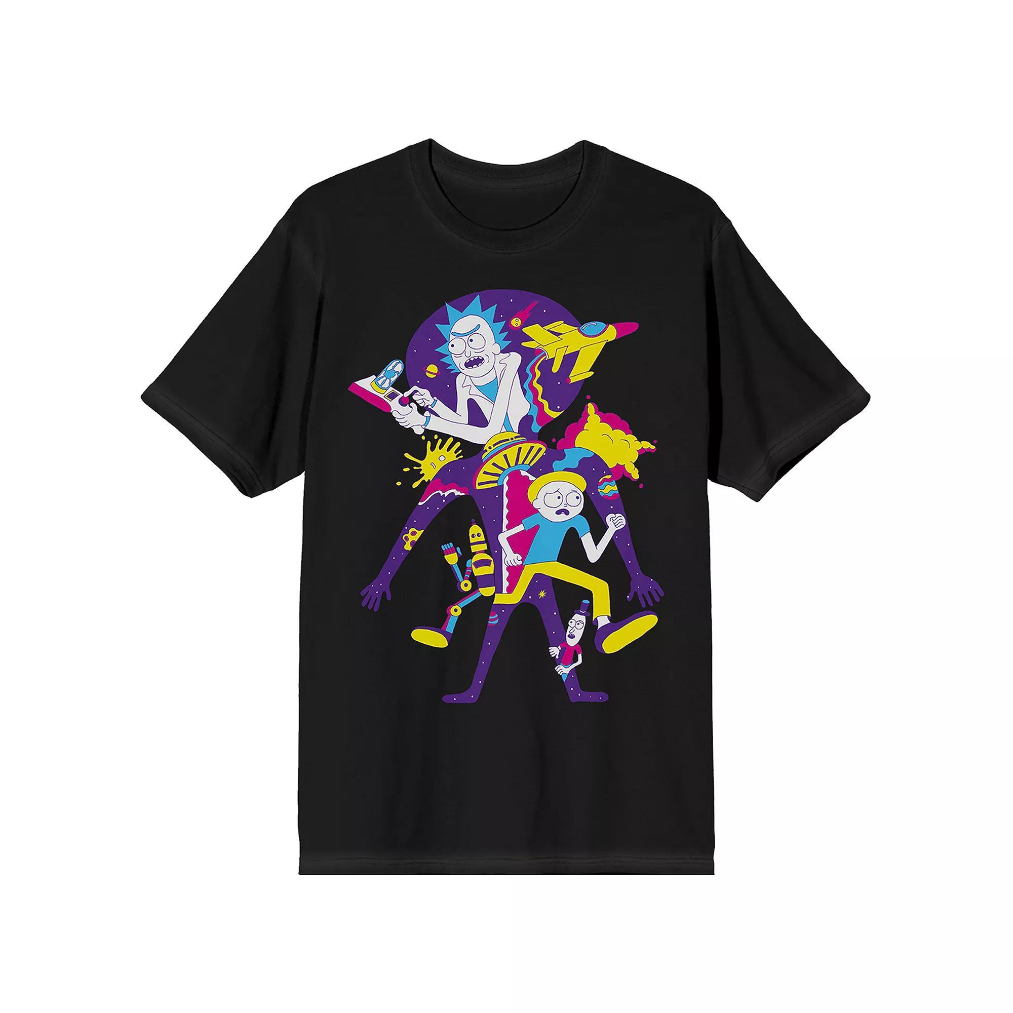 Men's Rick & Morty Retro Color Art Short Sleeve Graphic T-Shirt, Size: Small, Black Product Image