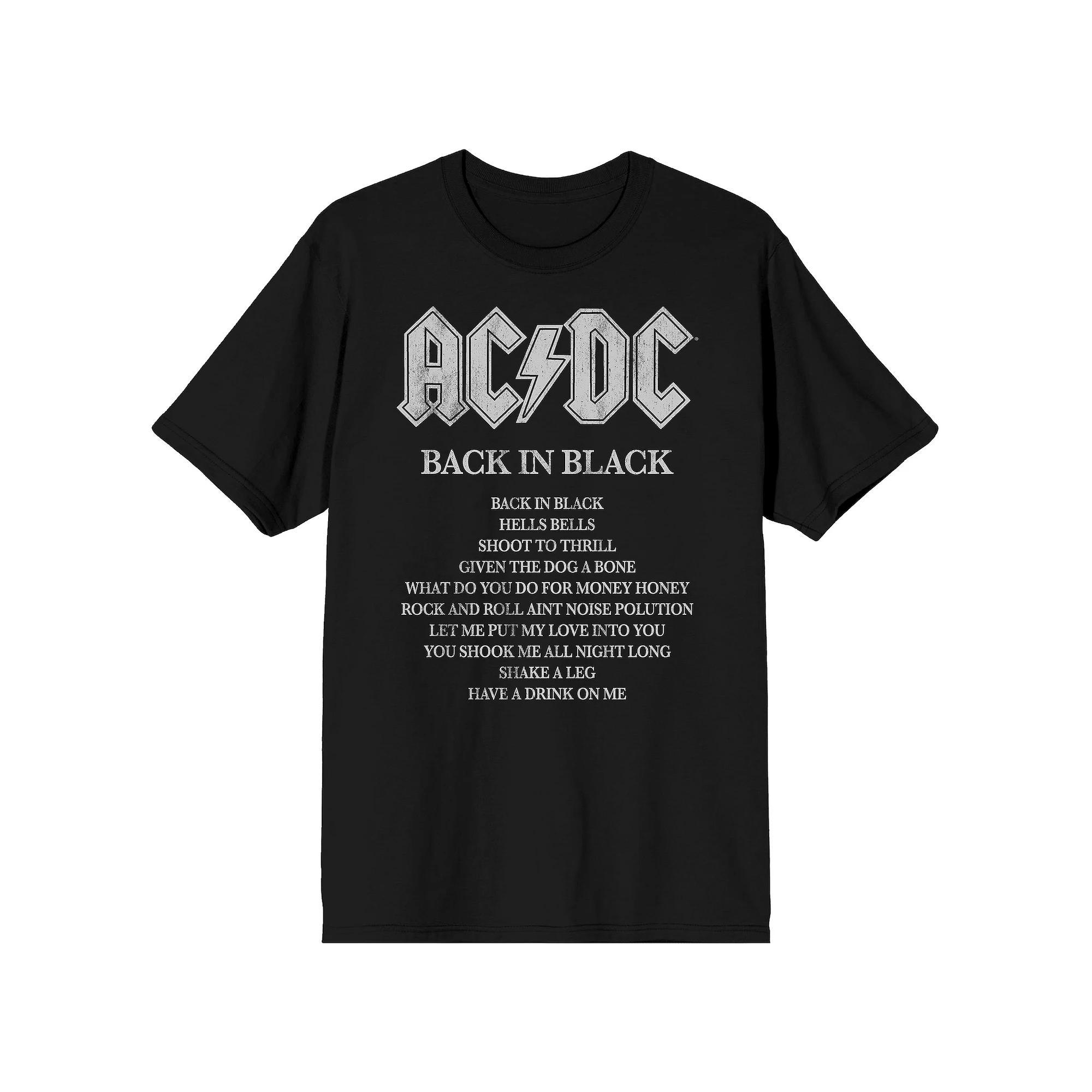 Men's AC/DC Back In Black Song List Tee, Size: Large Product Image